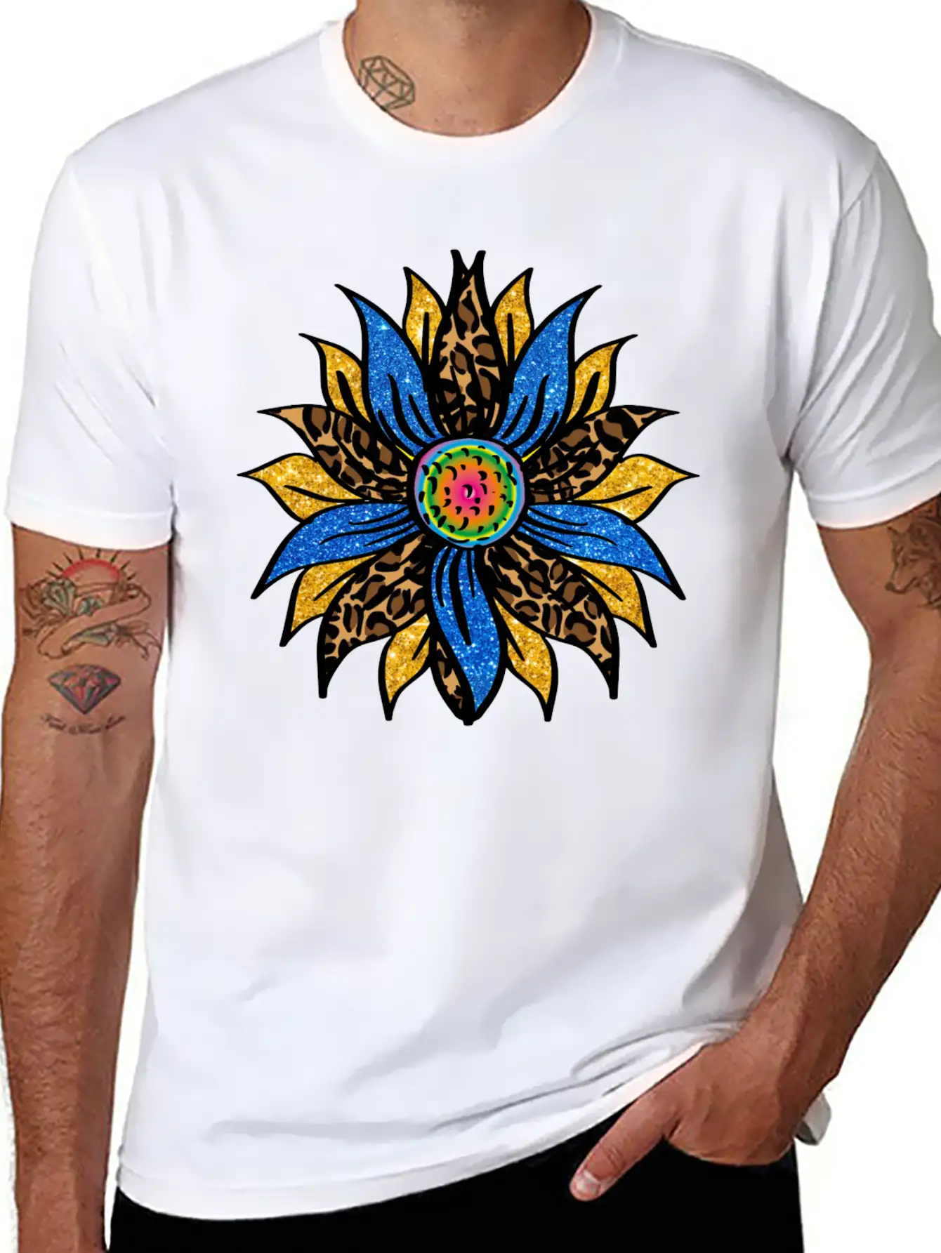 Sunflower With Leopar Basic Graphic T-Shirt – Daily Comfort In Soft Cotton