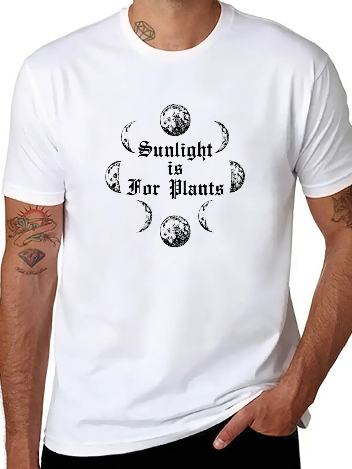Sunlight Is For Plants Goth Wicca Gothic Emo Stylish Everyday T-Shirt – Unisex Basic Cotton Tee