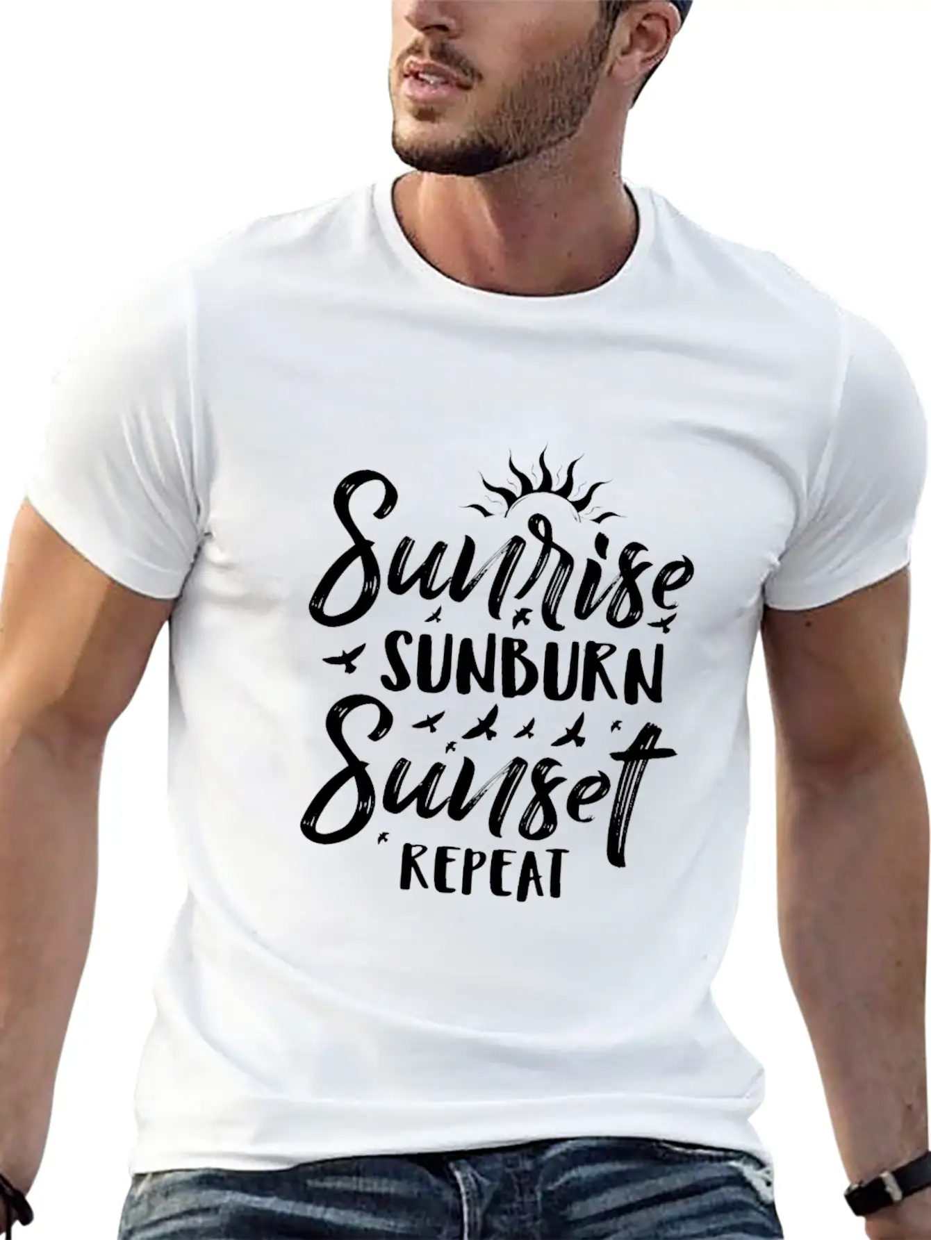 Sunrise Sunburn Sunset Repeat Stylish Everyday T-Shirt – Unisex Basic Cotton Tee