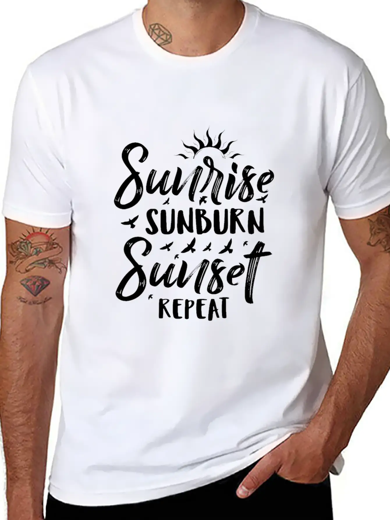 Sunrise Sunburn Sunset Repeat Stylish Everyday T-Shirt – Unisex Basic Cotton Tee
