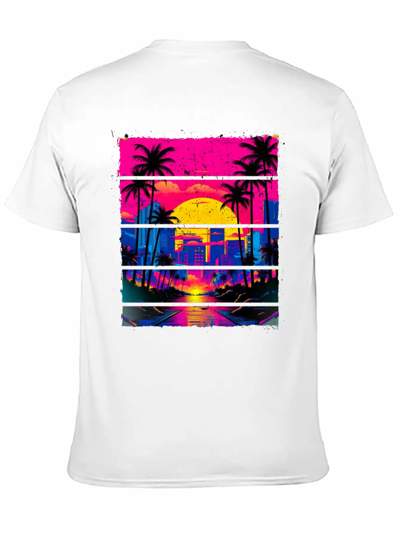 Sunset 80s Retro City For All With 80s Fan Stylish Everyday T-Shirt – Unisex Basic Cotton Tee
