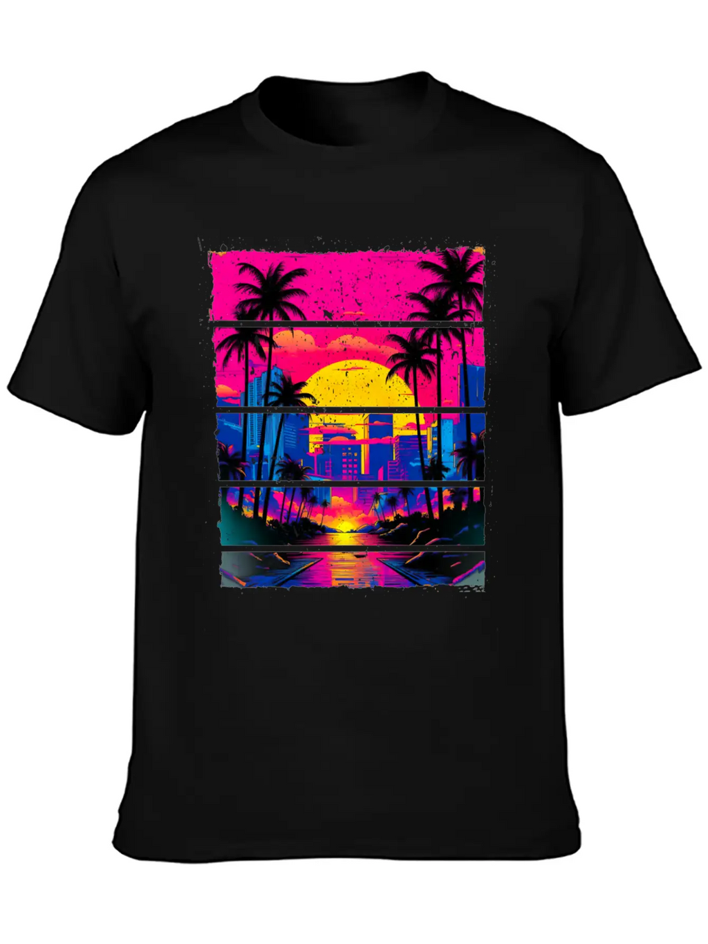 Sunset 80s Retro City For All With 80s Fan Stylish Everyday T-Shirt – Unisex Basic Cotton Tee