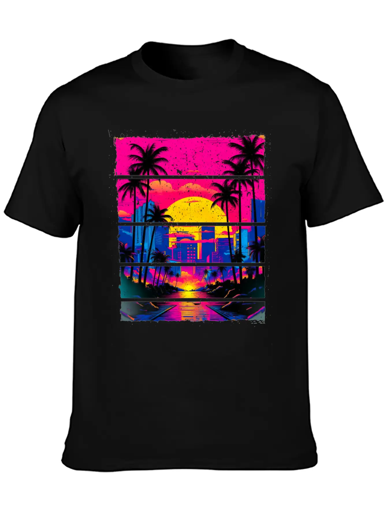 Sunset 80s Retro City For All With 80s Fan Stylish Everyday T-Shirt – Unisex Basic Cotton Tee