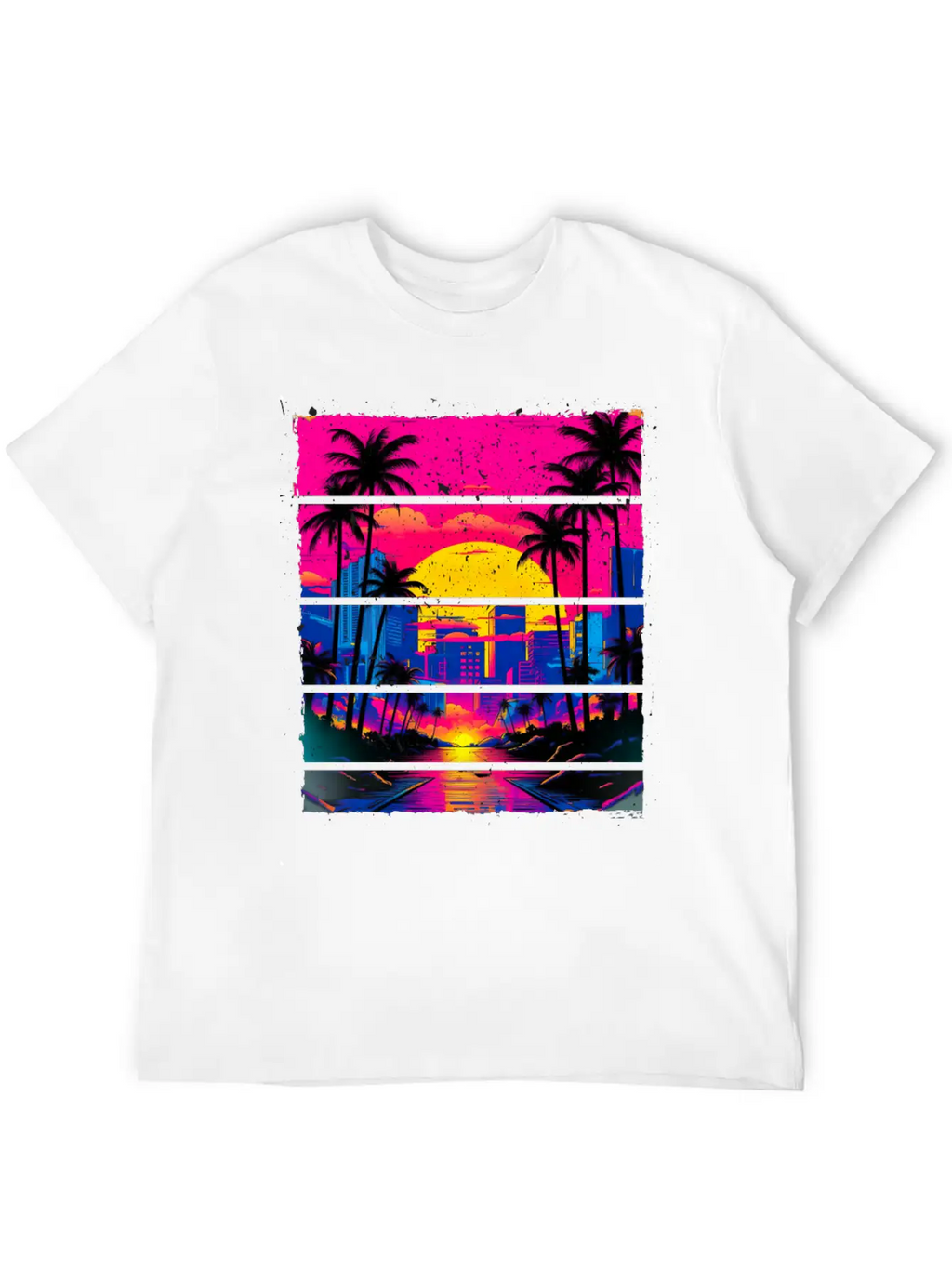 Sunset 80s Retro City For All With 80s Fan Stylish Everyday T-Shirt – Unisex Basic Cotton Tee