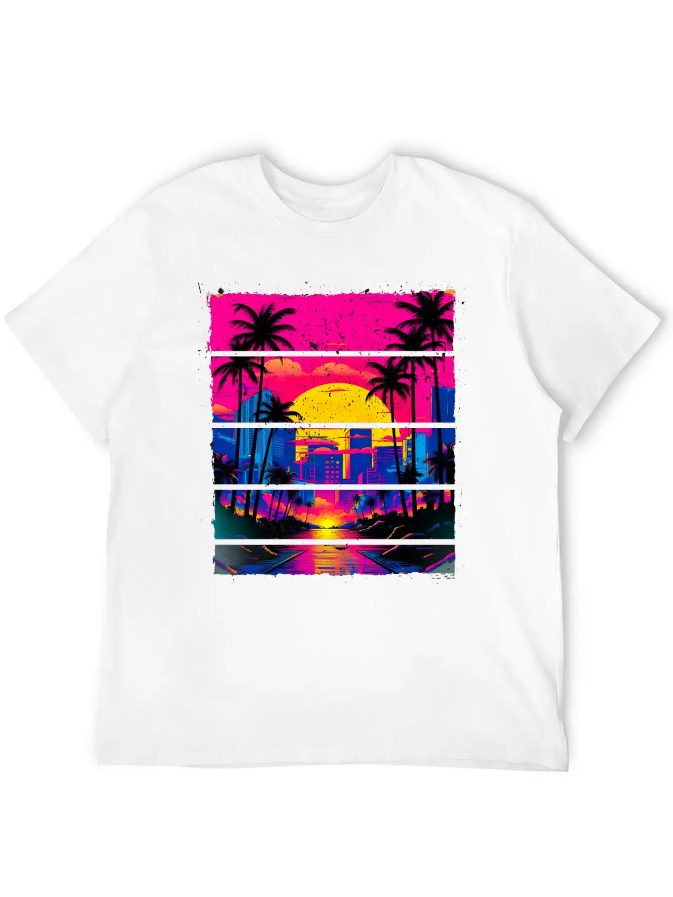 Sunset 80s Retro City For All With 80s Fan Stylish Everyday T-Shirt – Unisex Basic Cotton Tee