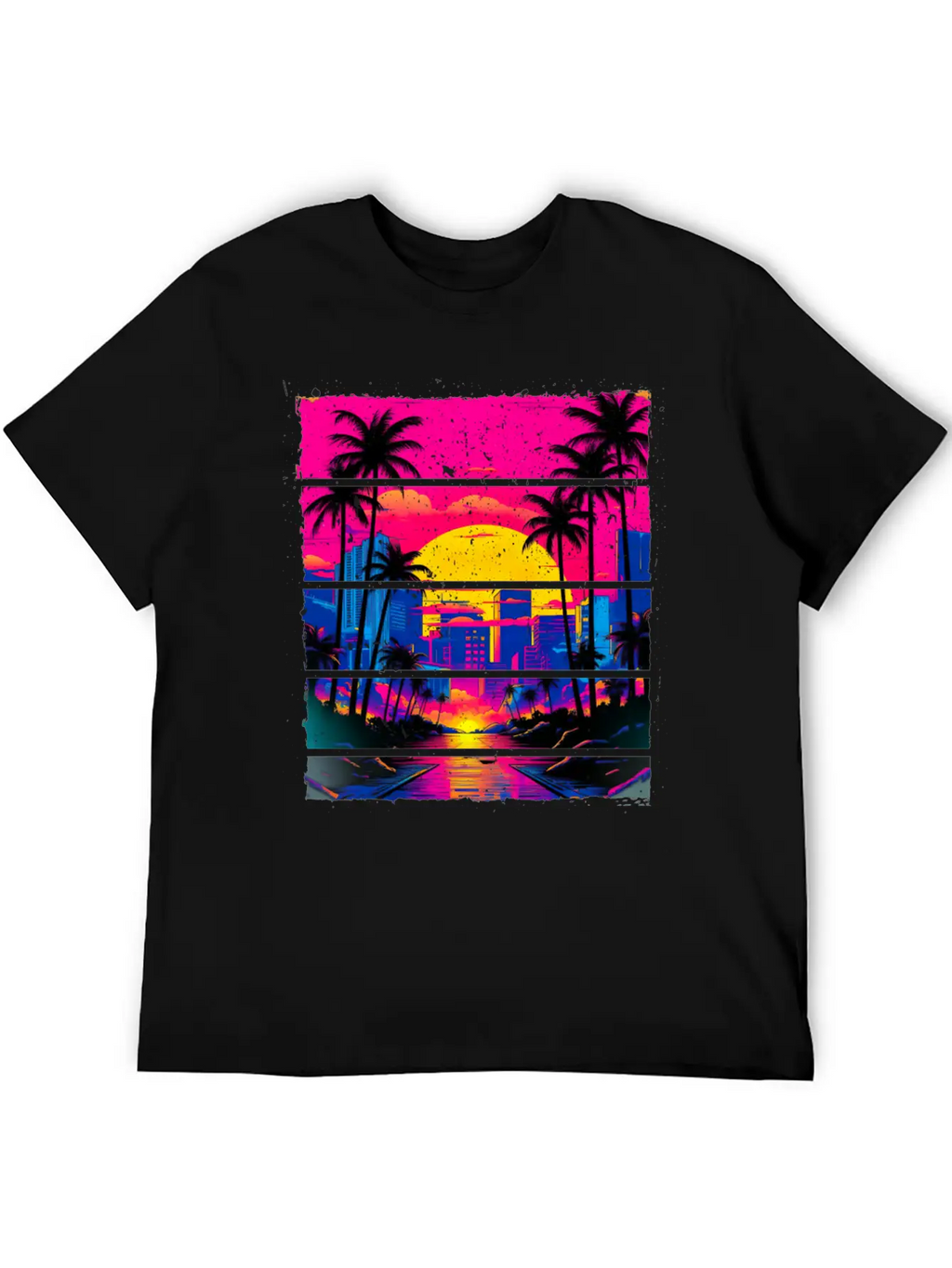 Sunset 80s Retro City For All With 80s Fan Stylish Everyday T-Shirt – Unisex Basic Cotton Tee