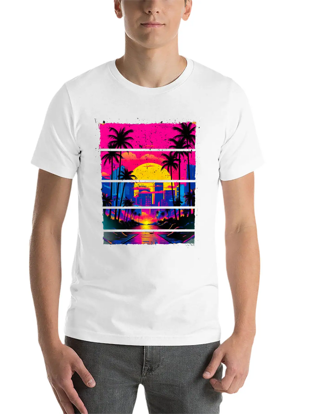 Sunset 80s Retro City For All With 80s Fan Stylish Everyday T-Shirt – Unisex Basic Cotton Tee
