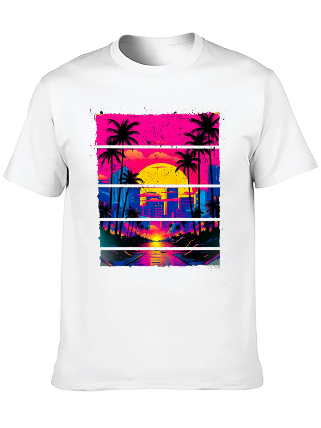 Sunset 80s Retro City For All With 80s Fan Stylish Everyday T-Shirt – Unisex Basic Cotton Tee