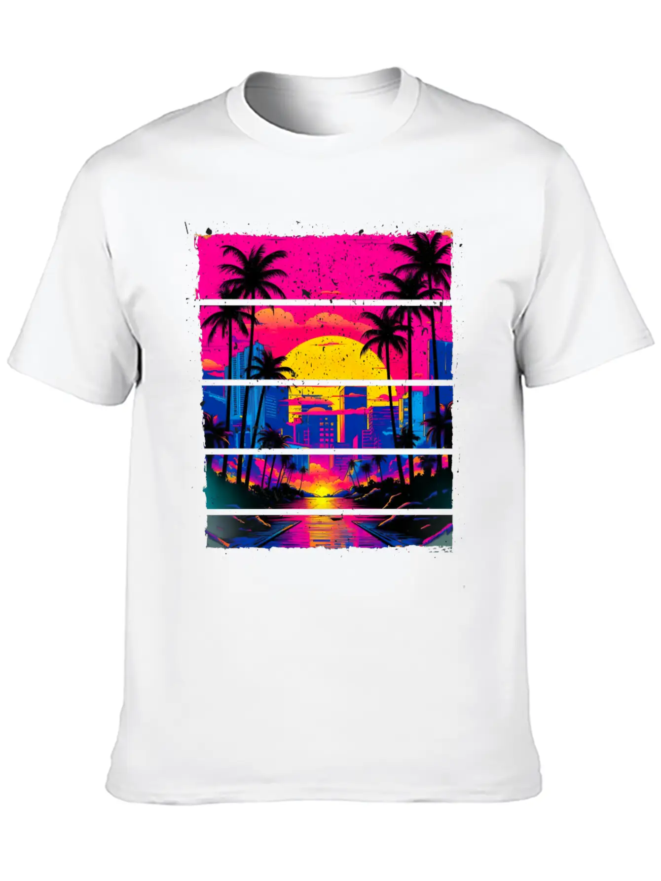 Sunset 80s Retro City For All With 80s Fan Stylish Everyday T-Shirt – Unisex Basic Cotton Tee