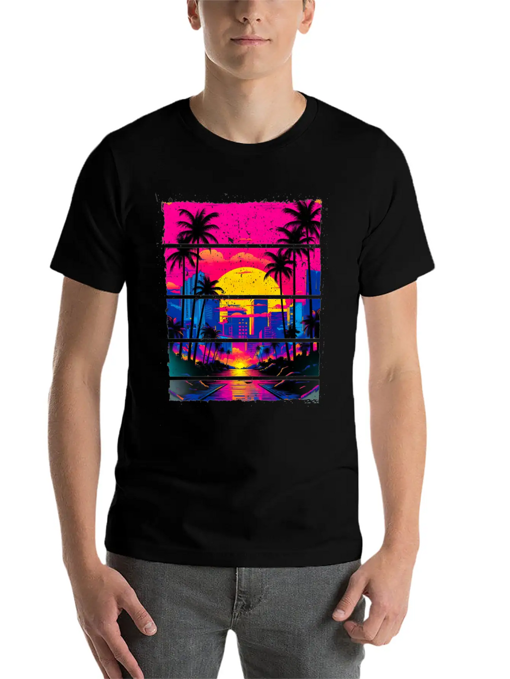Sunset 80s Retro City For All With 80s Fan Stylish Everyday T-Shirt – Unisex Basic Cotton Tee