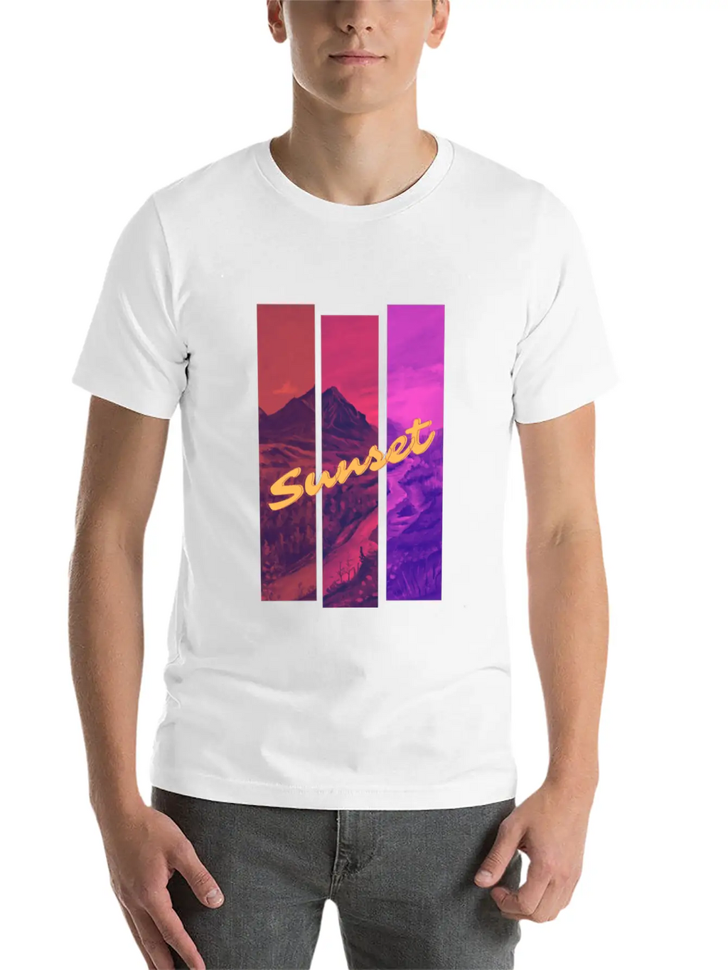Sunset In The Mountains Unisex Casual T-Shirt – Clean Design For Daily Comfort