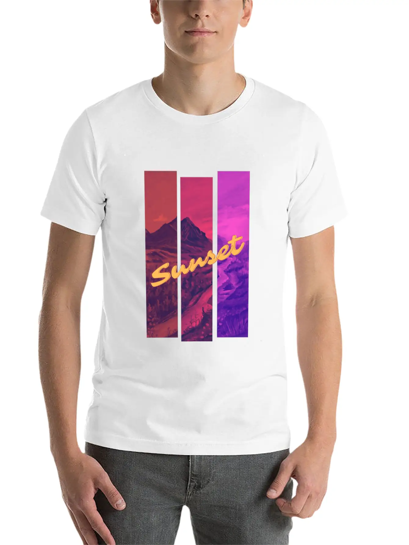 Sunset In The Mountains Unisex Casual T-Shirt – Clean Design For Daily Comfort