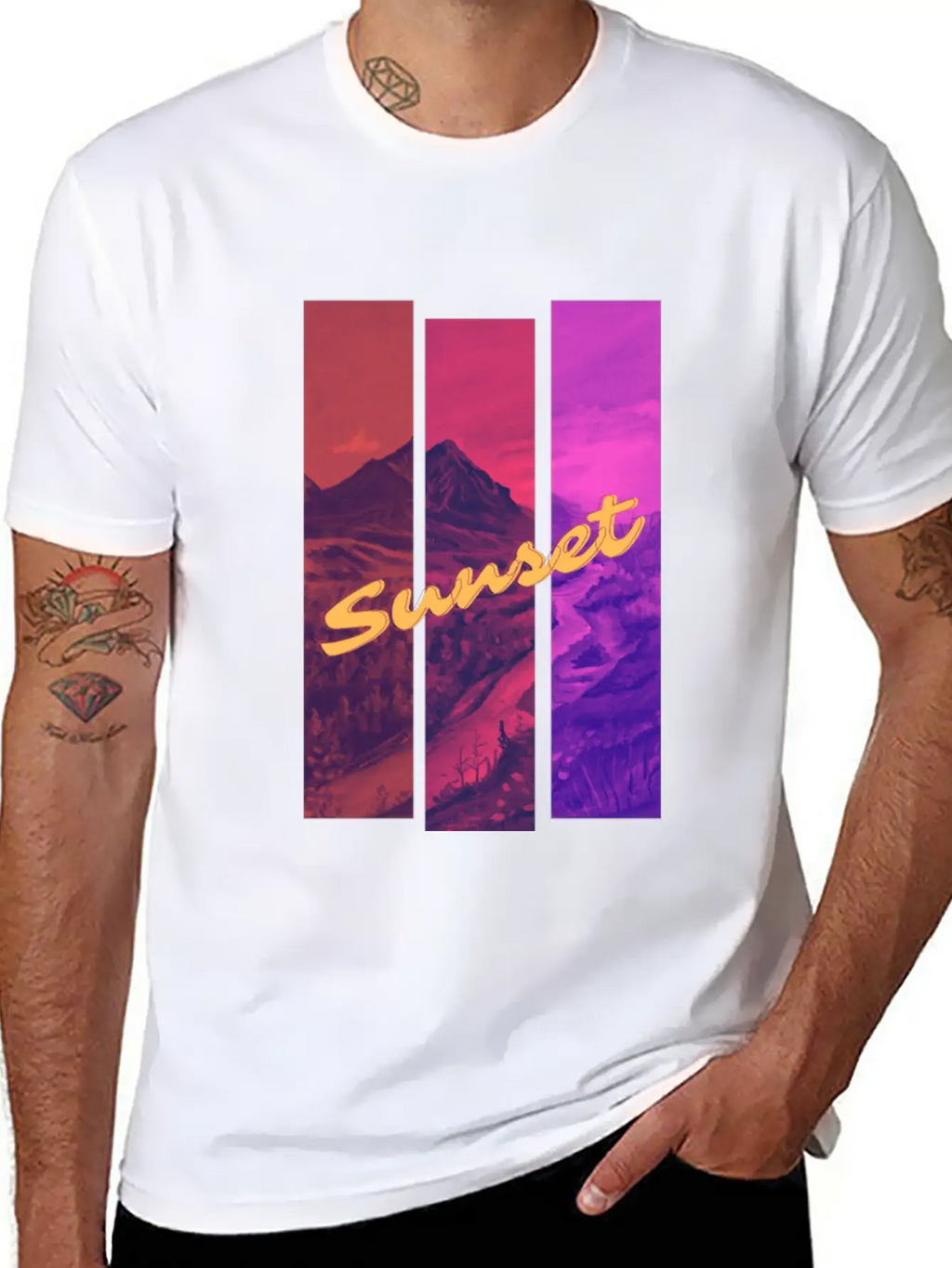 Sunset In The Mountains Unisex Casual T-Shirt – Clean Design For Daily Comfort
