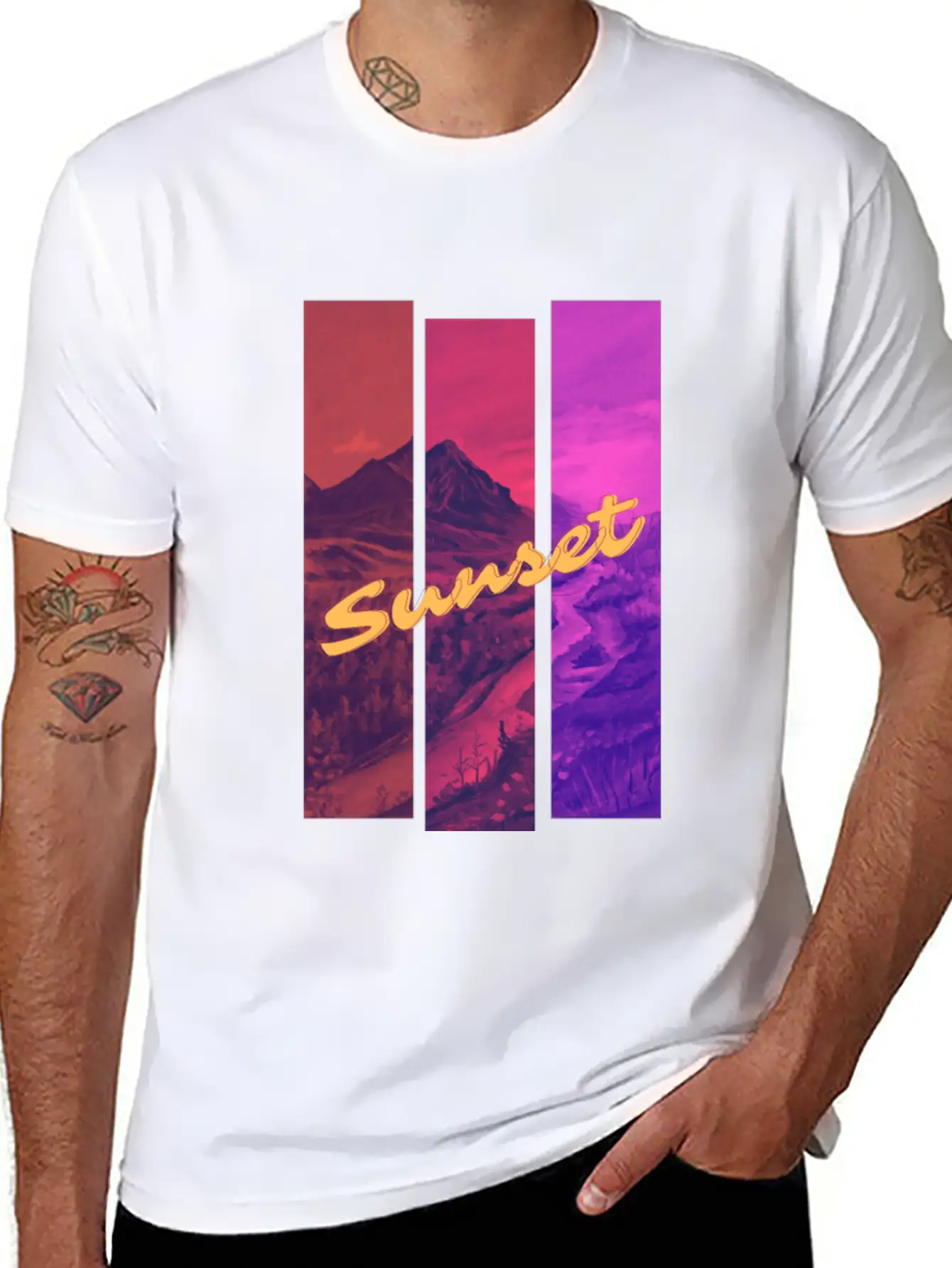 Sunset In The Mountains Unisex Casual T-Shirt – Clean Design For Daily Comfort