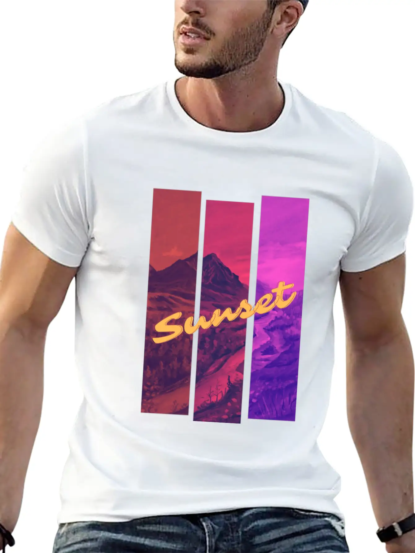 Sunset In The Mountains Unisex Casual T-Shirt – Clean Design For Daily Comfort