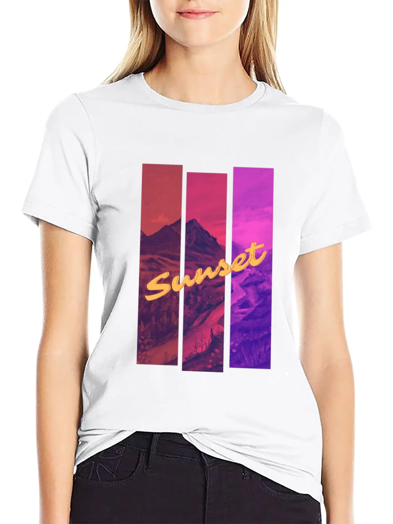 Sunset In The Mountains Unisex Casual T-Shirt – Clean Design For Daily Comfort