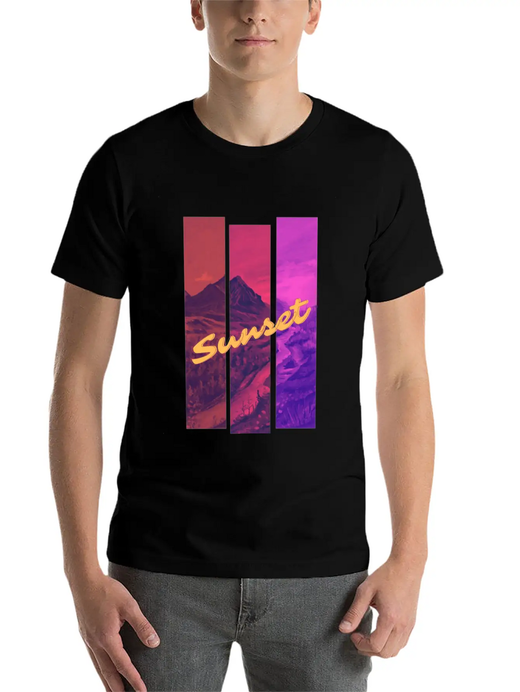 Sunset In The Mountains Unisex Casual T-Shirt – Clean Design For Daily Comfort