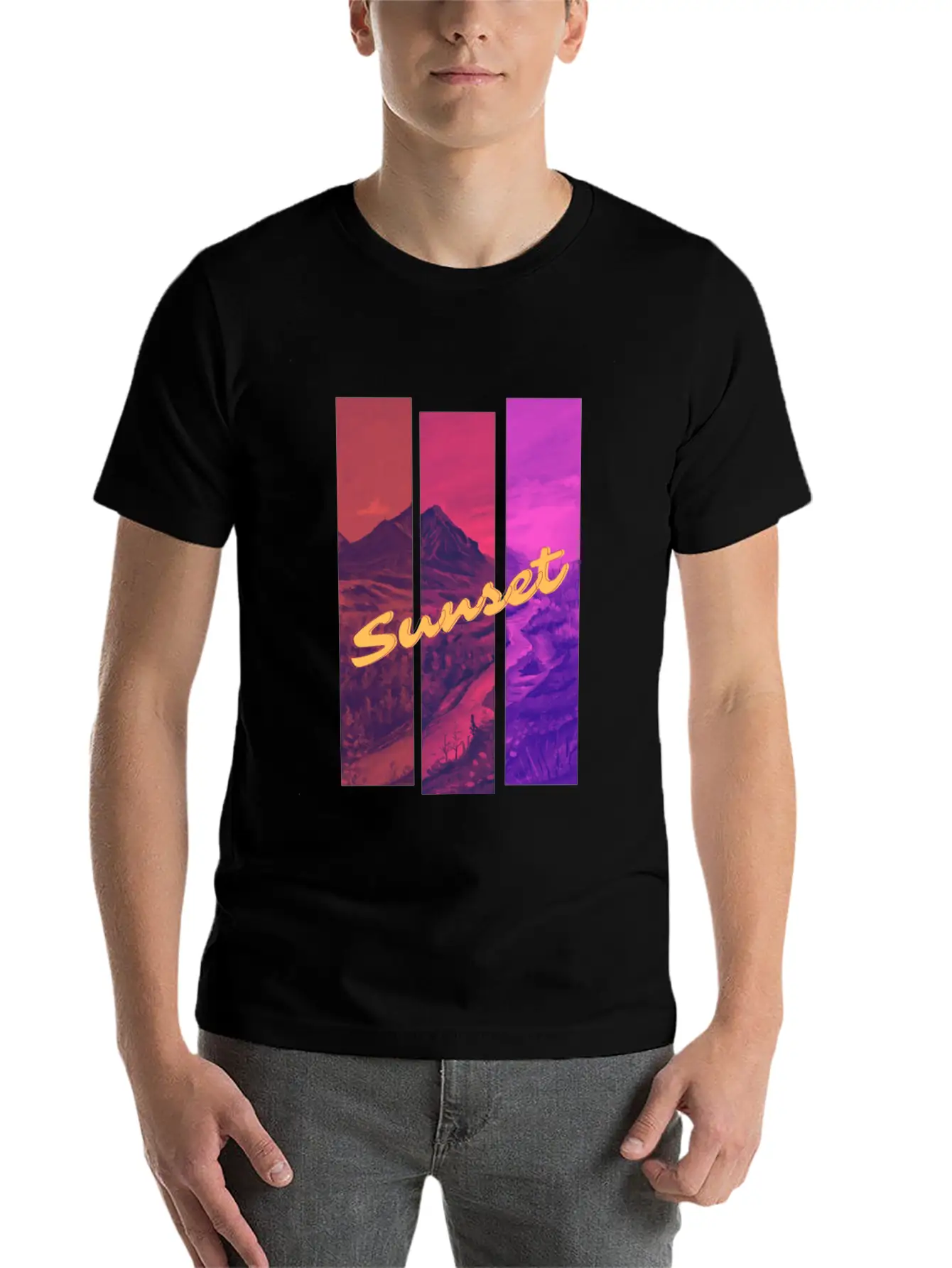 Sunset In The Mountains Unisex Casual T-Shirt – Clean Design For Daily Comfort