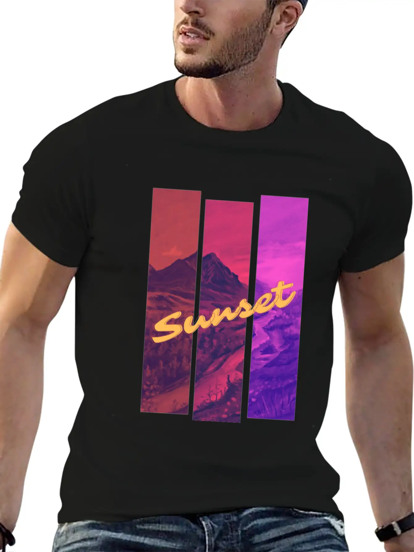 Sunset In The Mountains Unisex Casual T-Shirt – Clean Design For Daily Comfort