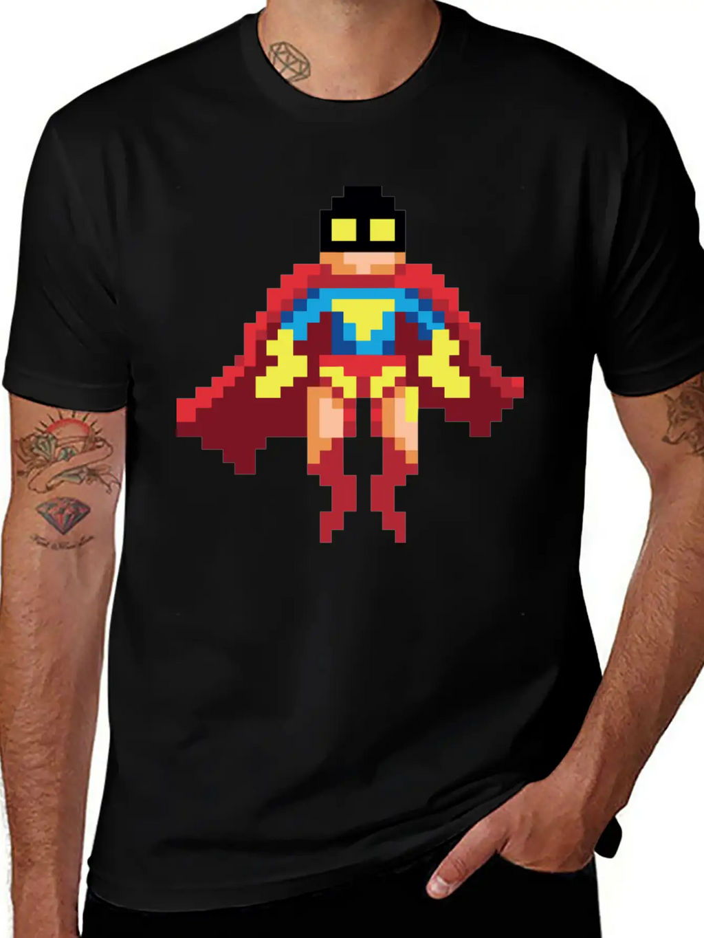 Super Hero Pixel Art - Vince Essential Cotton Tee For Daily Outfits – Unisex Style