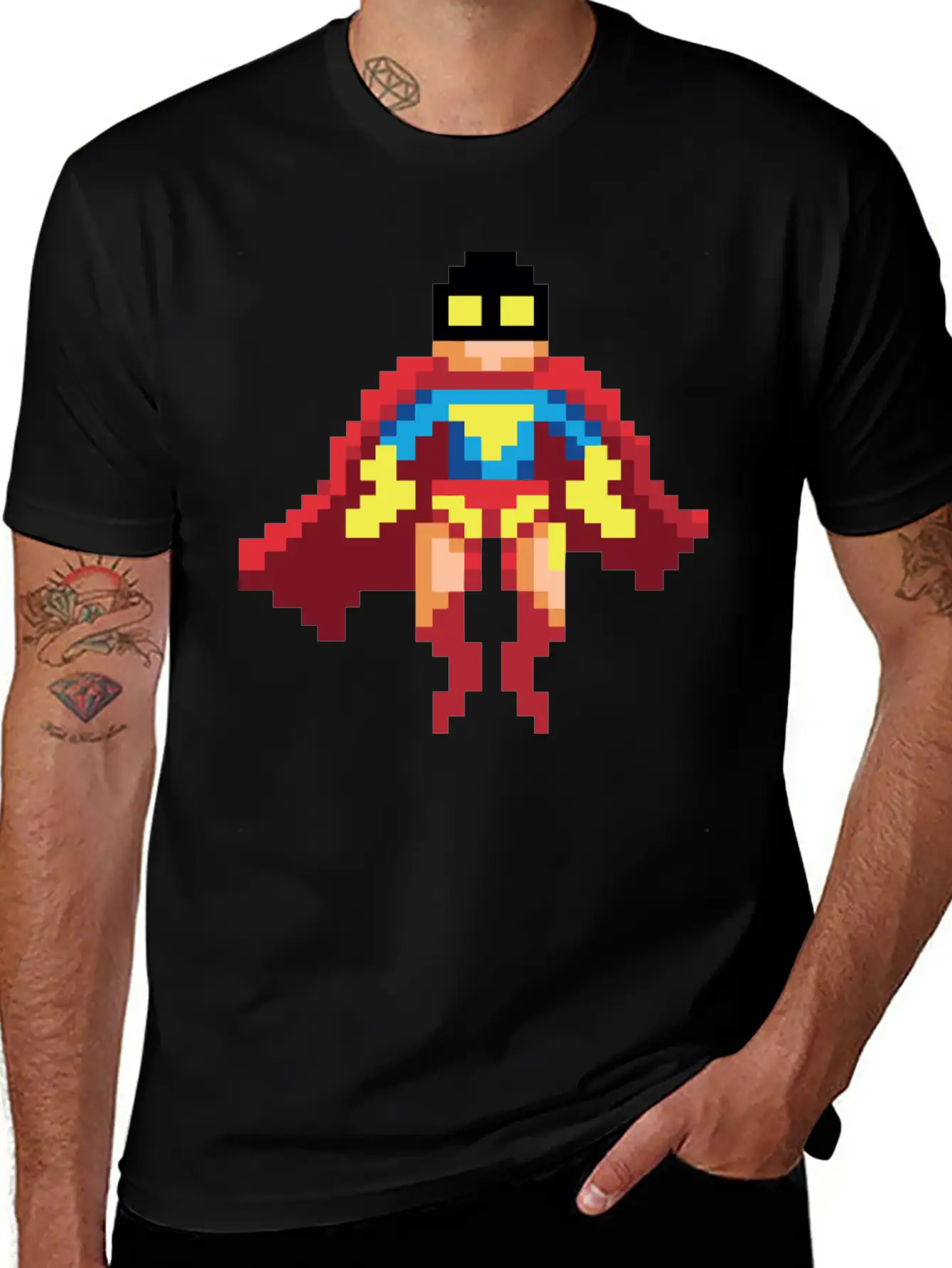 Super Hero Pixel Art - Vince Essential Cotton Tee For Daily Outfits – Unisex Style