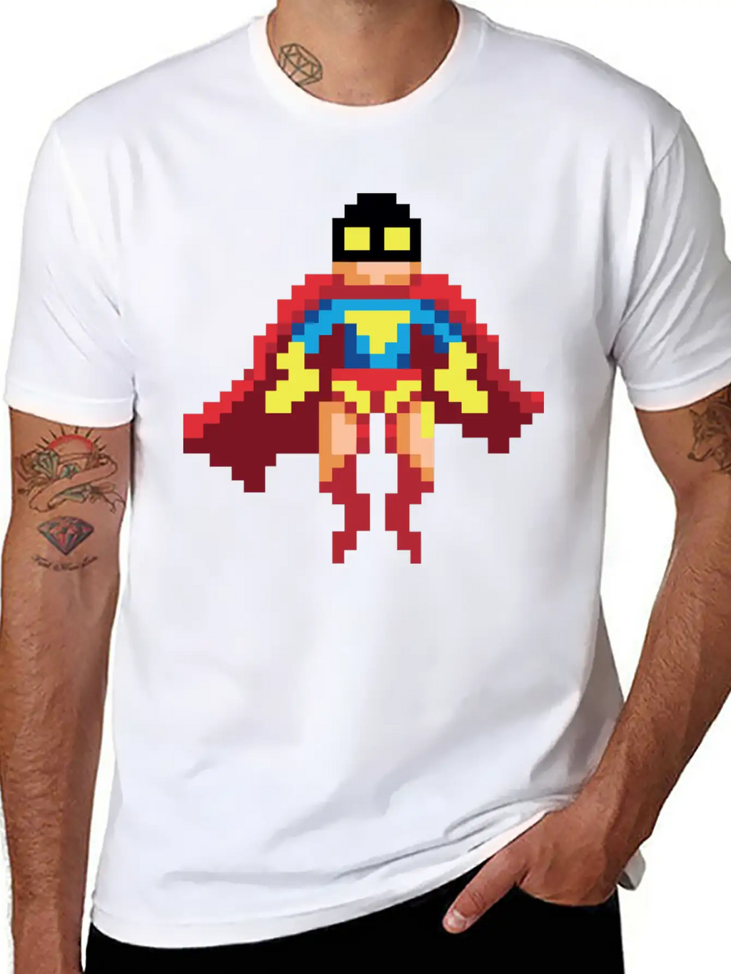 Super Hero Pixel Art - Vince Essential Cotton Tee For Daily Outfits – Unisex Style