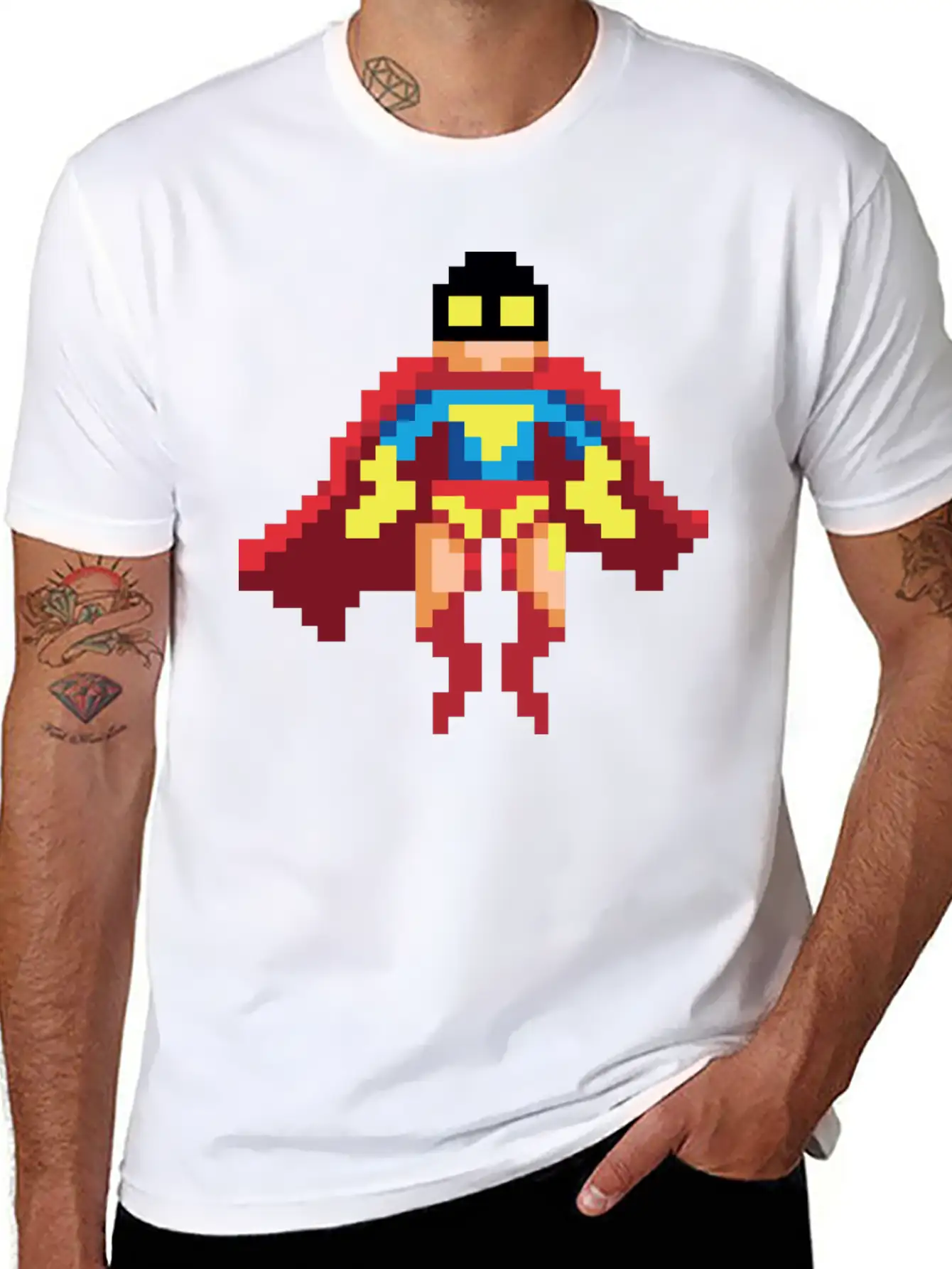 Super Hero Pixel Art - Vince Essential Cotton Tee For Daily Outfits – Unisex Style
