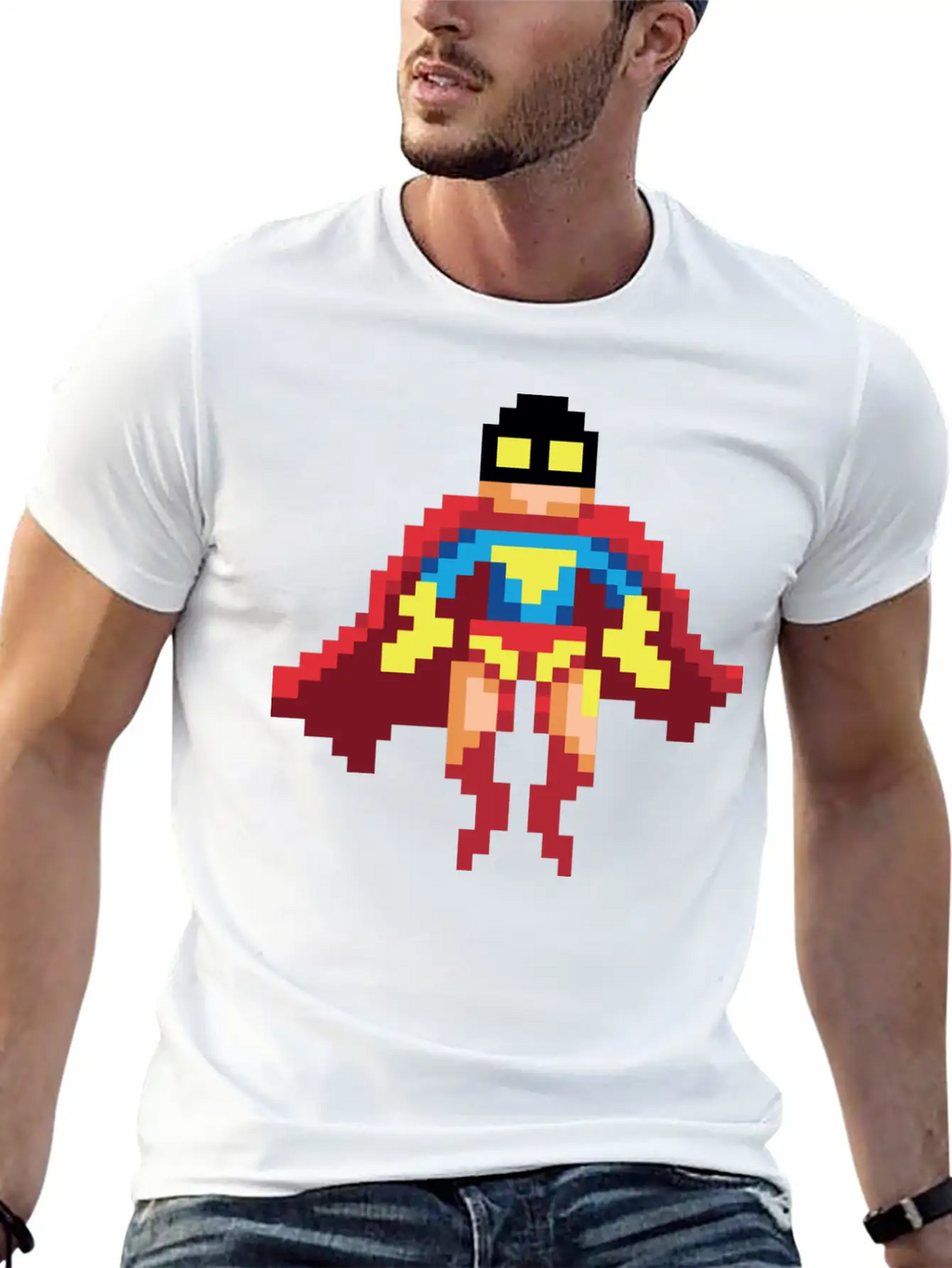 Super Hero Pixel Art - Vince Essential Cotton Tee For Daily Outfits – Unisex Style