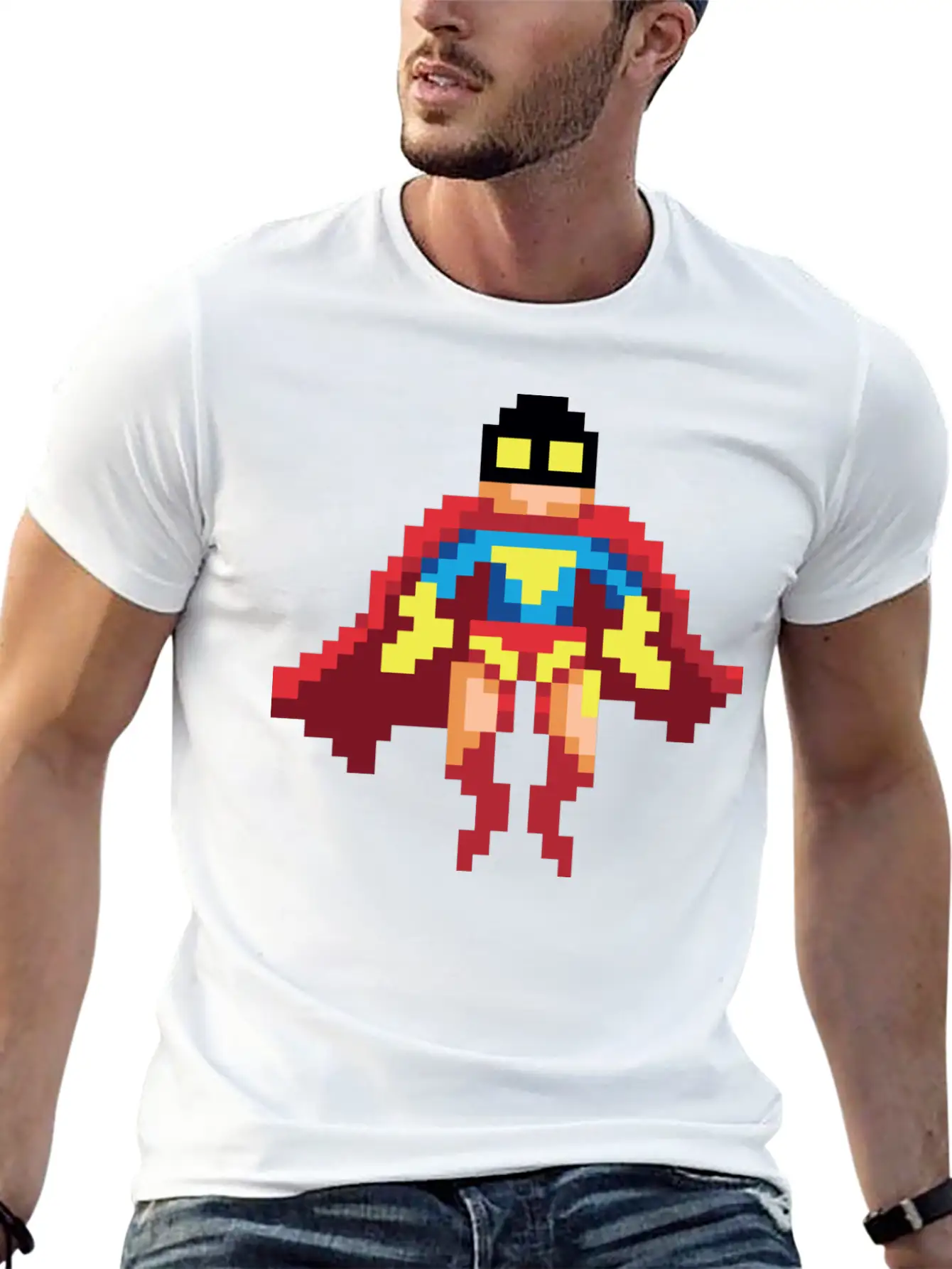 Super Hero Pixel Art - Vince Essential Cotton Tee For Daily Outfits – Unisex Style