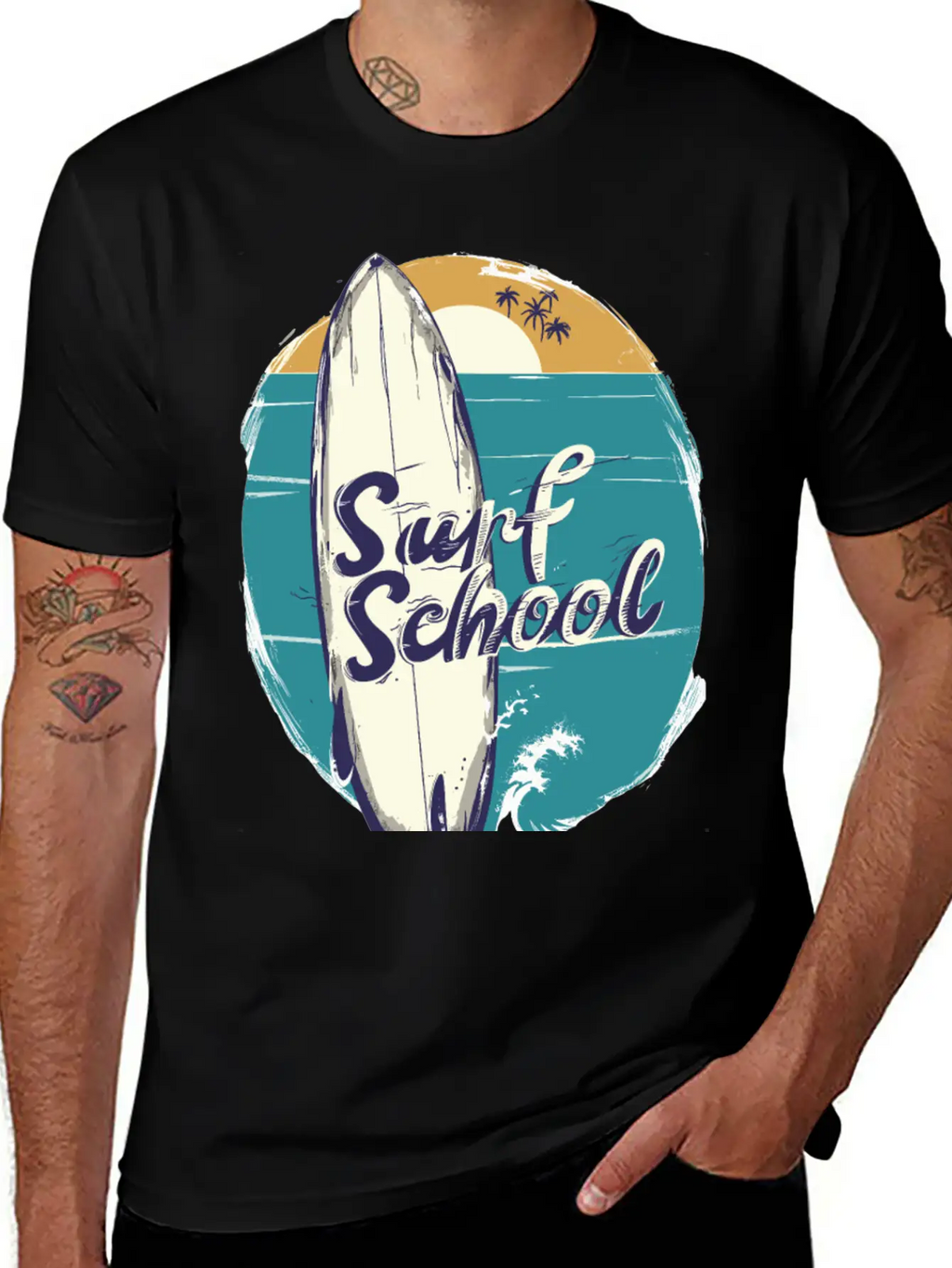 Surfboard With Surf Curse Disco Classic Cotton Tee – Unisex Comfort For Any Season