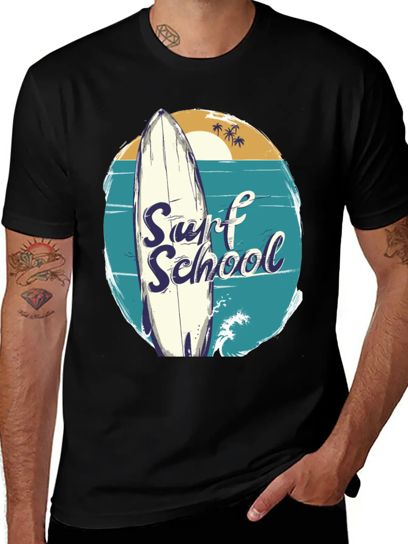 Surfboard With Surf Curse Disco Classic Cotton Tee – Unisex Comfort For Any Season