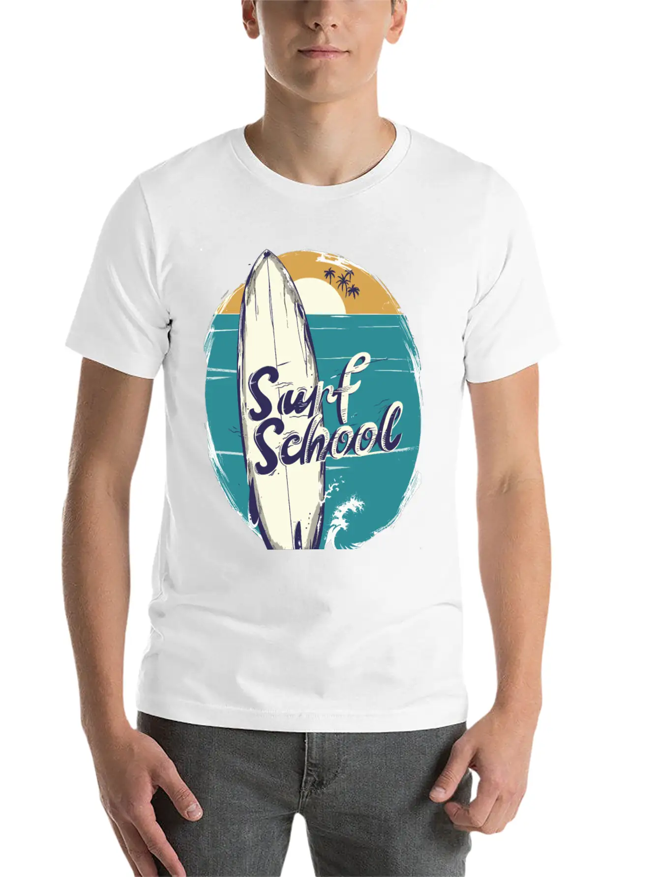 Surfboard With Surf Curse Disco Classic Cotton Tee – Unisex Comfort For Any Season