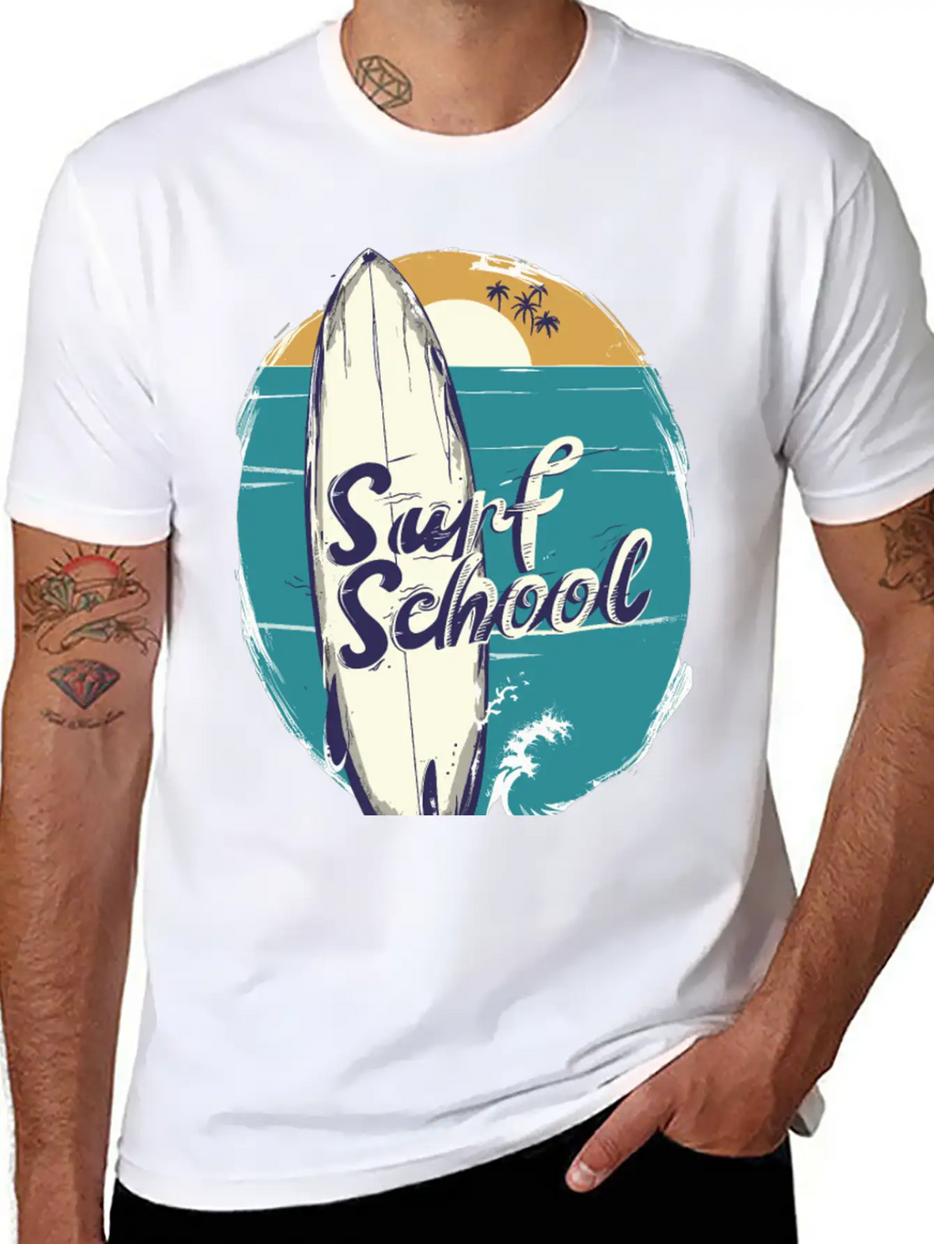 Surfboard With Surf Curse Disco Classic Cotton Tee – Unisex Comfort For Any Season