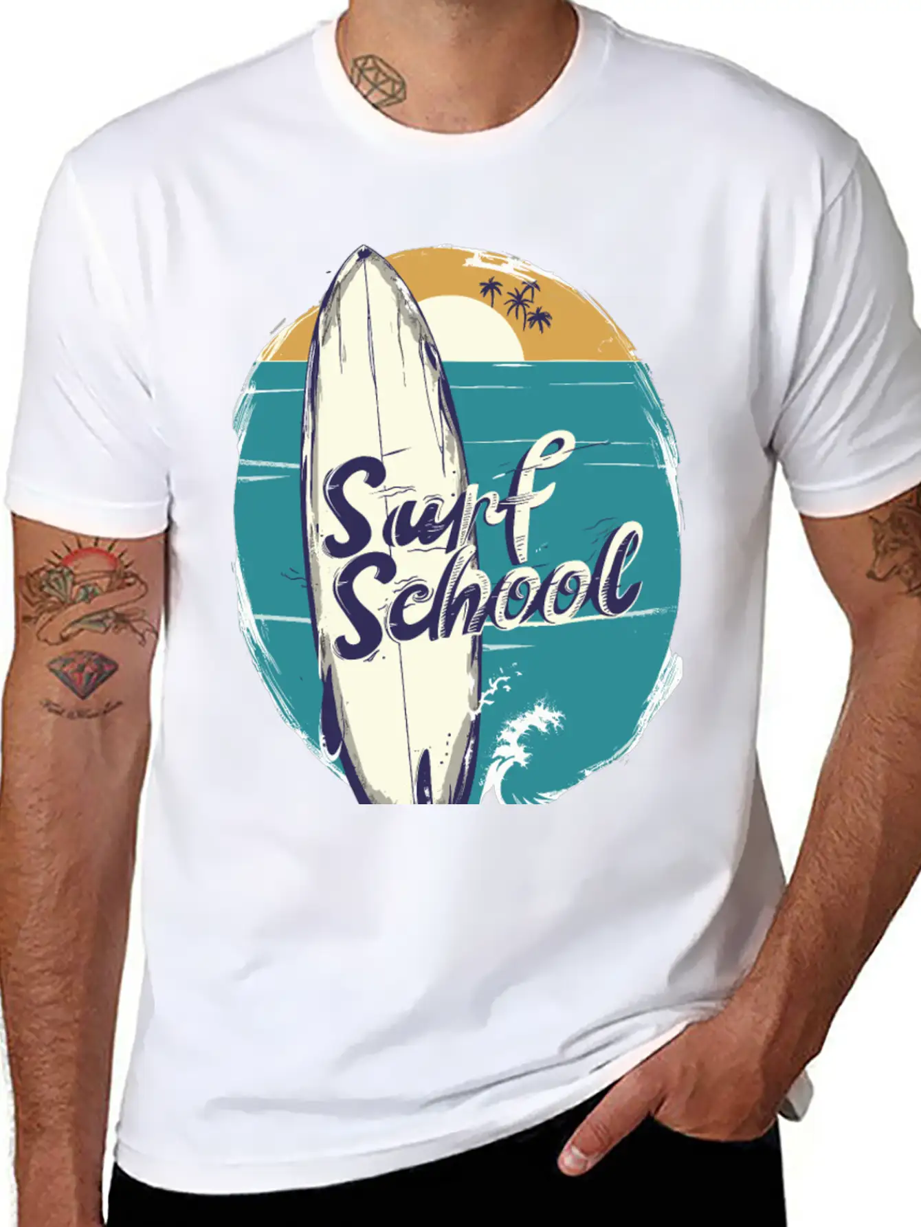 Surfboard With Surf Curse Disco Classic Cotton Tee – Unisex Comfort For Any Season