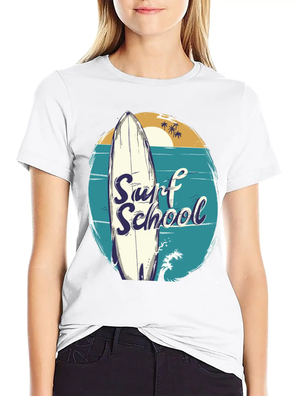 Surfboard With Surf Curse Disco Classic Cotton Tee – Unisex Comfort For Any Season
