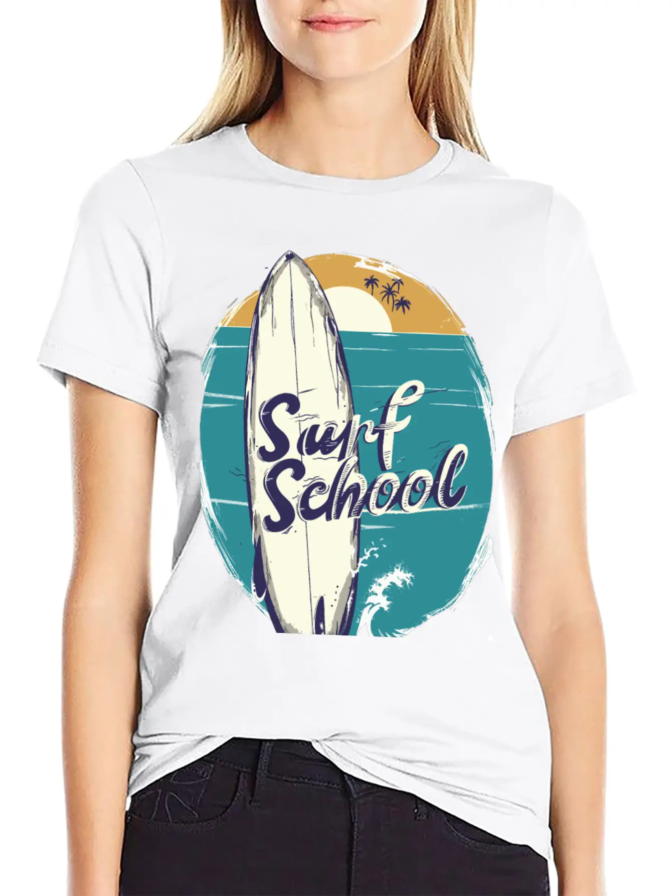 Surfboard With Surf Curse Disco Classic Cotton Tee – Unisex Comfort For Any Season