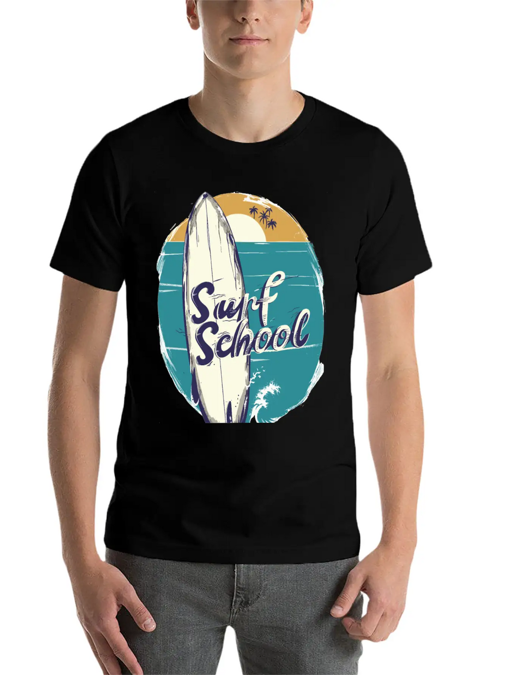 Surfboard With Surf Curse Disco Classic Cotton Tee – Unisex Comfort For Any Season
