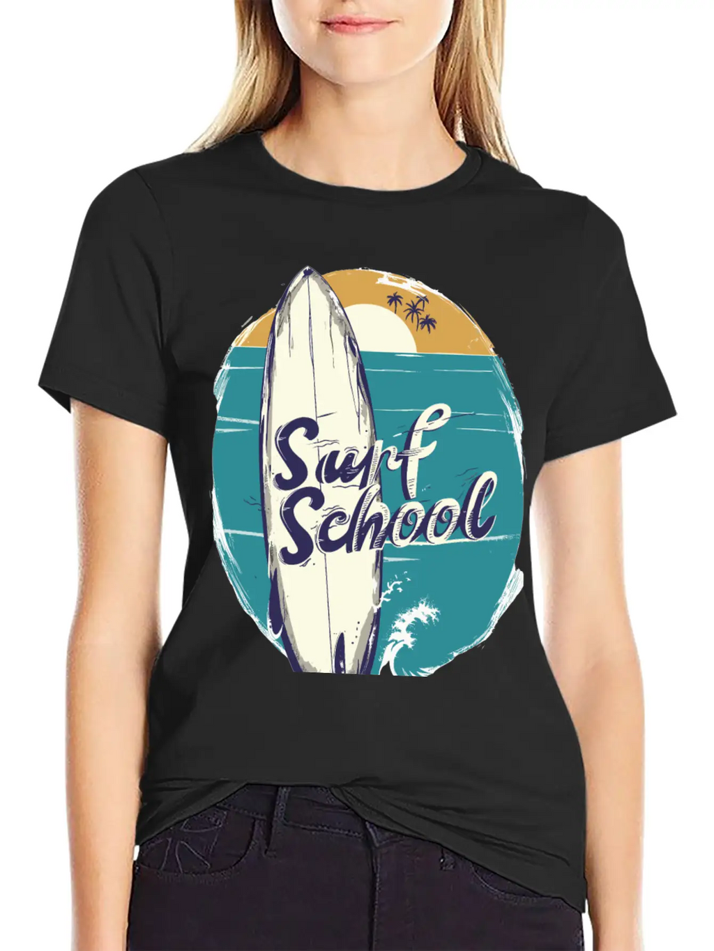 Surfboard With Surf Curse Disco Classic Cotton Tee – Unisex Comfort For Any Season
