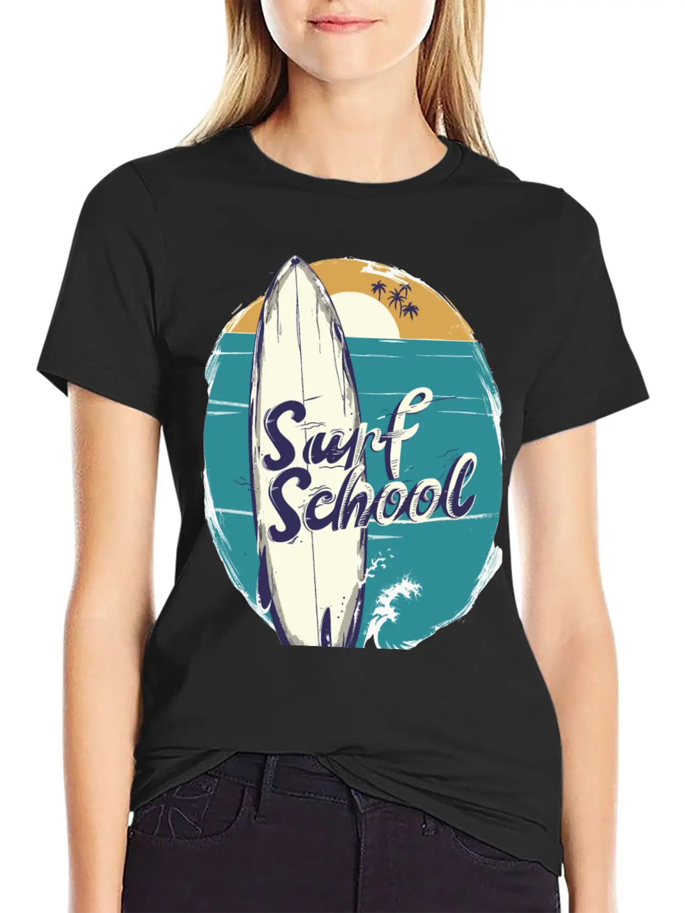 Surfboard With Surf Curse Disco Classic Cotton Tee – Unisex Comfort For Any Season