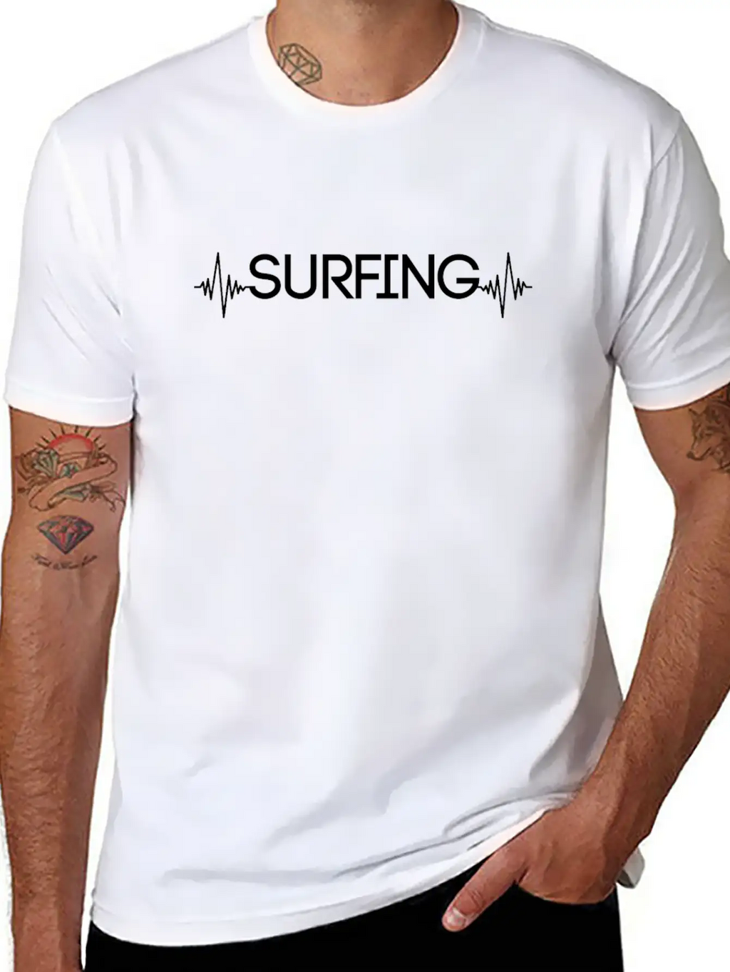 Surfing Heartbeat Essential Cotton Tee For Daily Outfits – Unisex Style