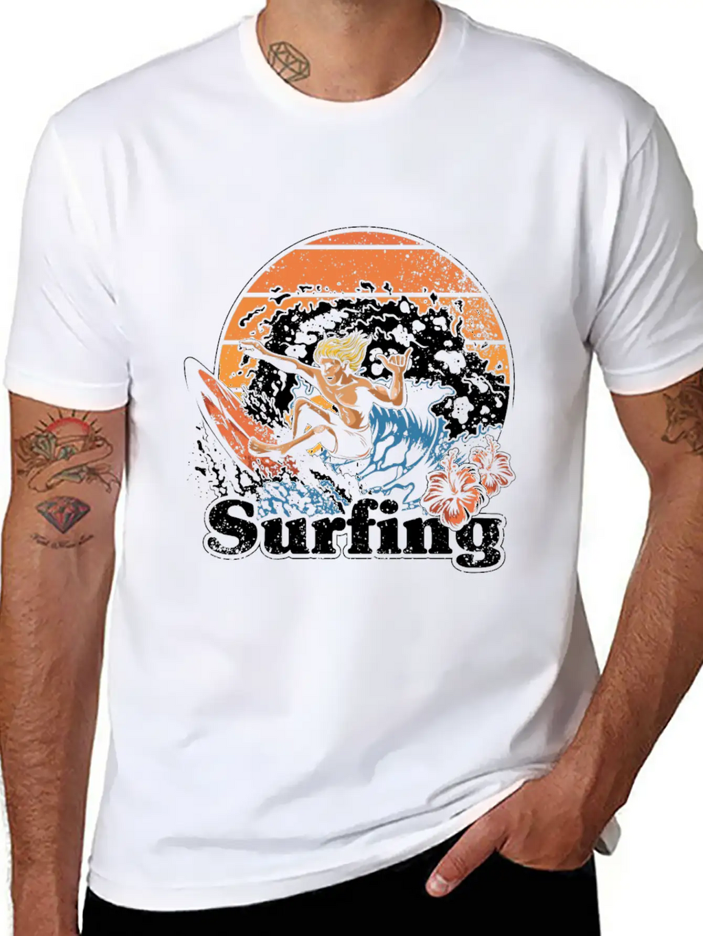 Surfing Surfer Cool Retro Surfer Vintage Surf Essential Cotton Tee For Daily Outfits – Unisex Style