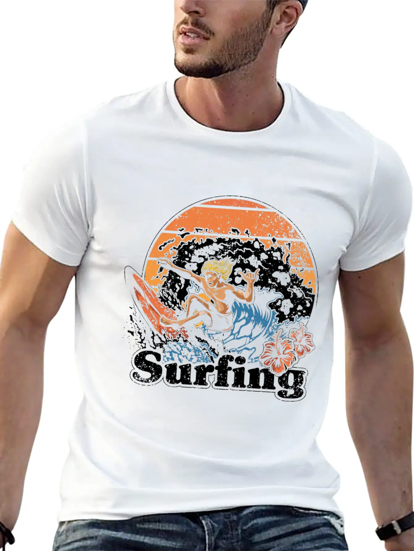 Surfing Surfer Cool Retro Surfer Vintage Surf Essential Cotton Tee For Daily Outfits – Unisex Style
