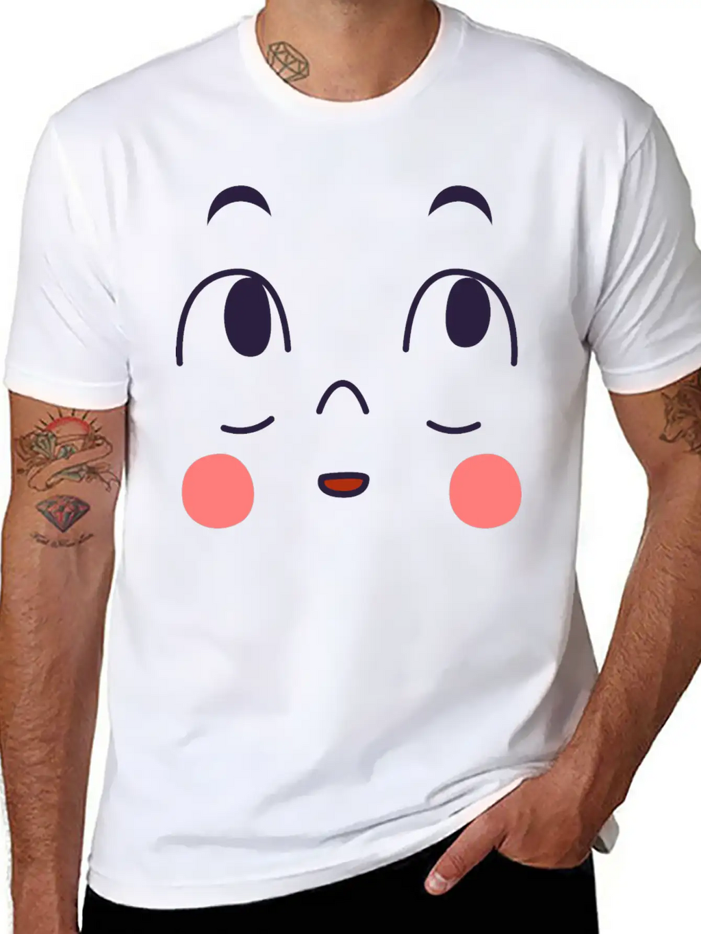 Surprised Expression Of Cartoon Emotion Face Essential Cotton Tee For Daily Outfits – Unisex Style