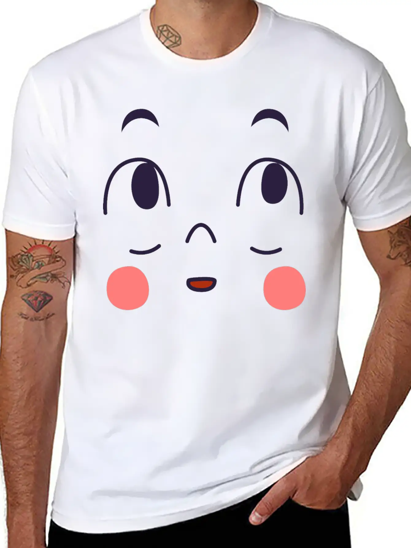 Surprised Expression Of Cartoon Emotion Face Essential Cotton Tee For Daily Outfits – Unisex Style