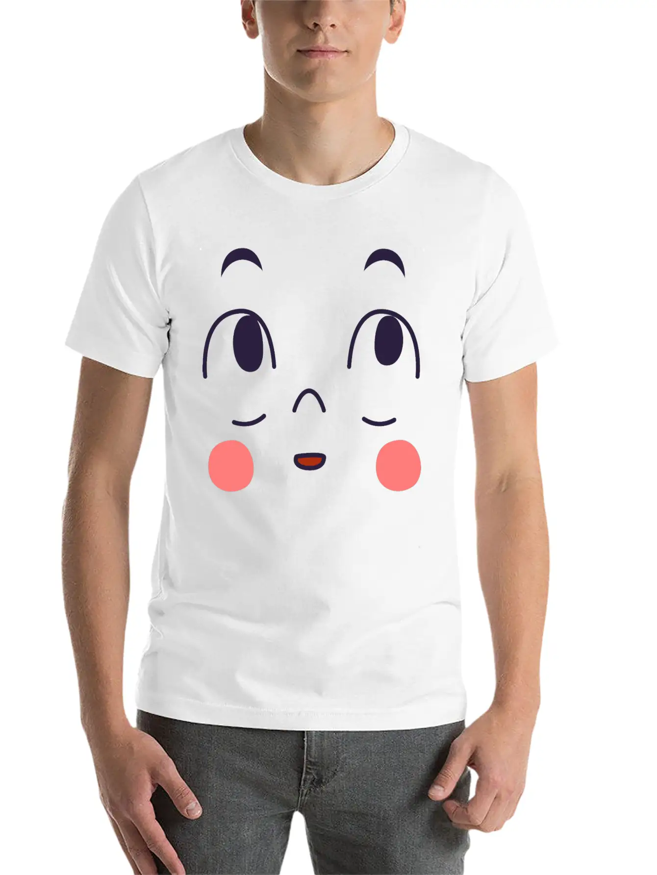 Surprised Expression Of Cartoon Emotion Face Essential Cotton Tee For Daily Outfits – Unisex Style