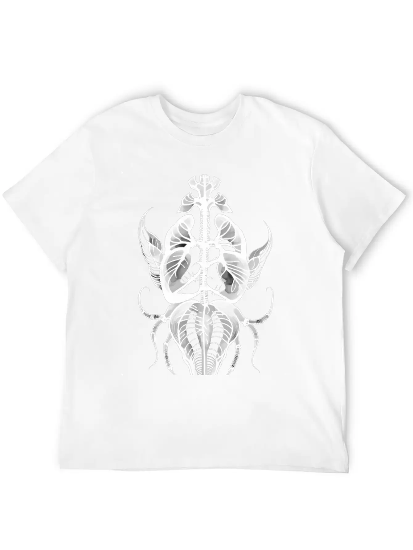 Surreal Insect Anatomy White Ink Stylish Everyday T-Shirt – Unisex Basic Cotton Tee