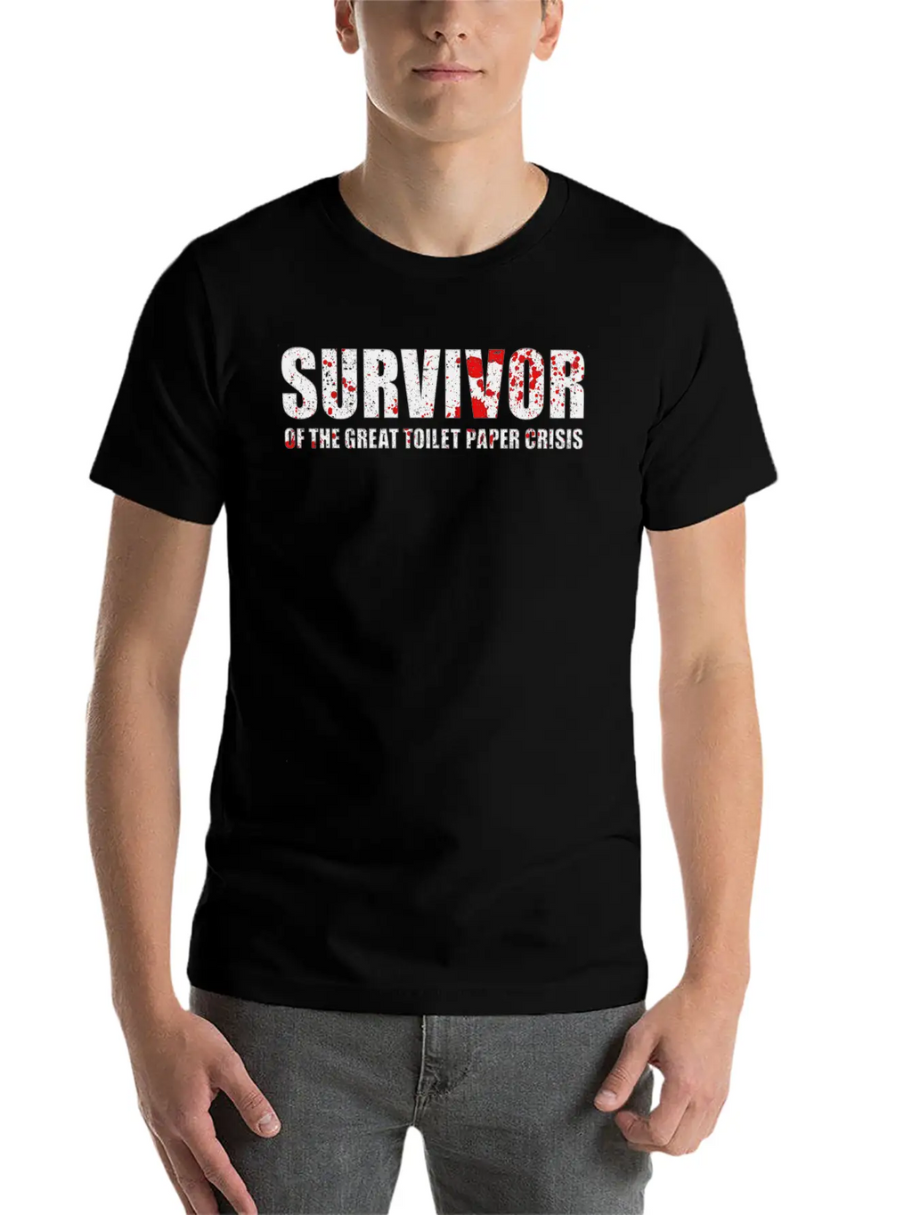 Survivor Of Toilet Paper Crisis - Blood Splatter Stylish Everyday T-Shirt – Unisex Basic Cotton Tee