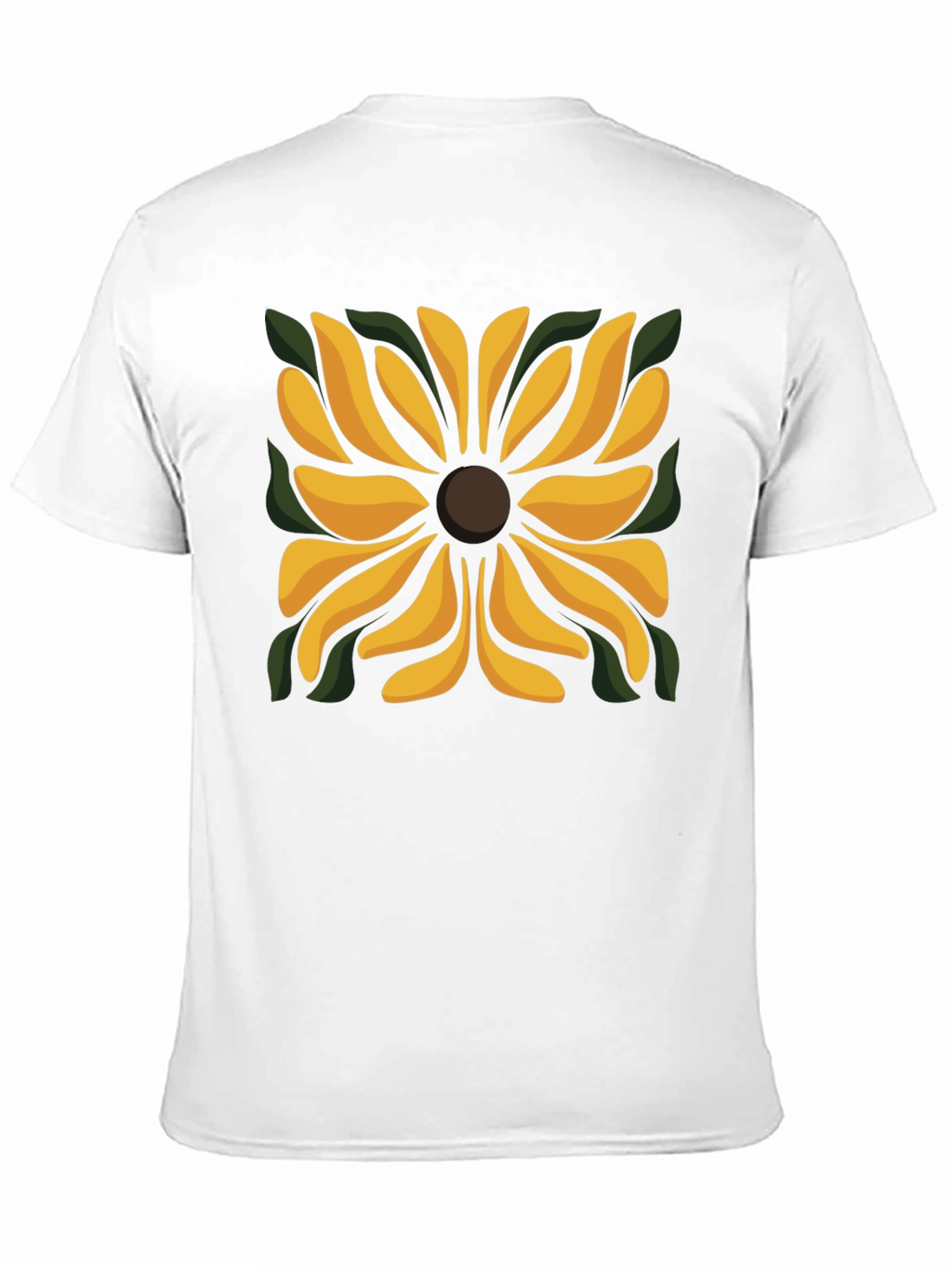 Black T-Shirt with Floral Square Design