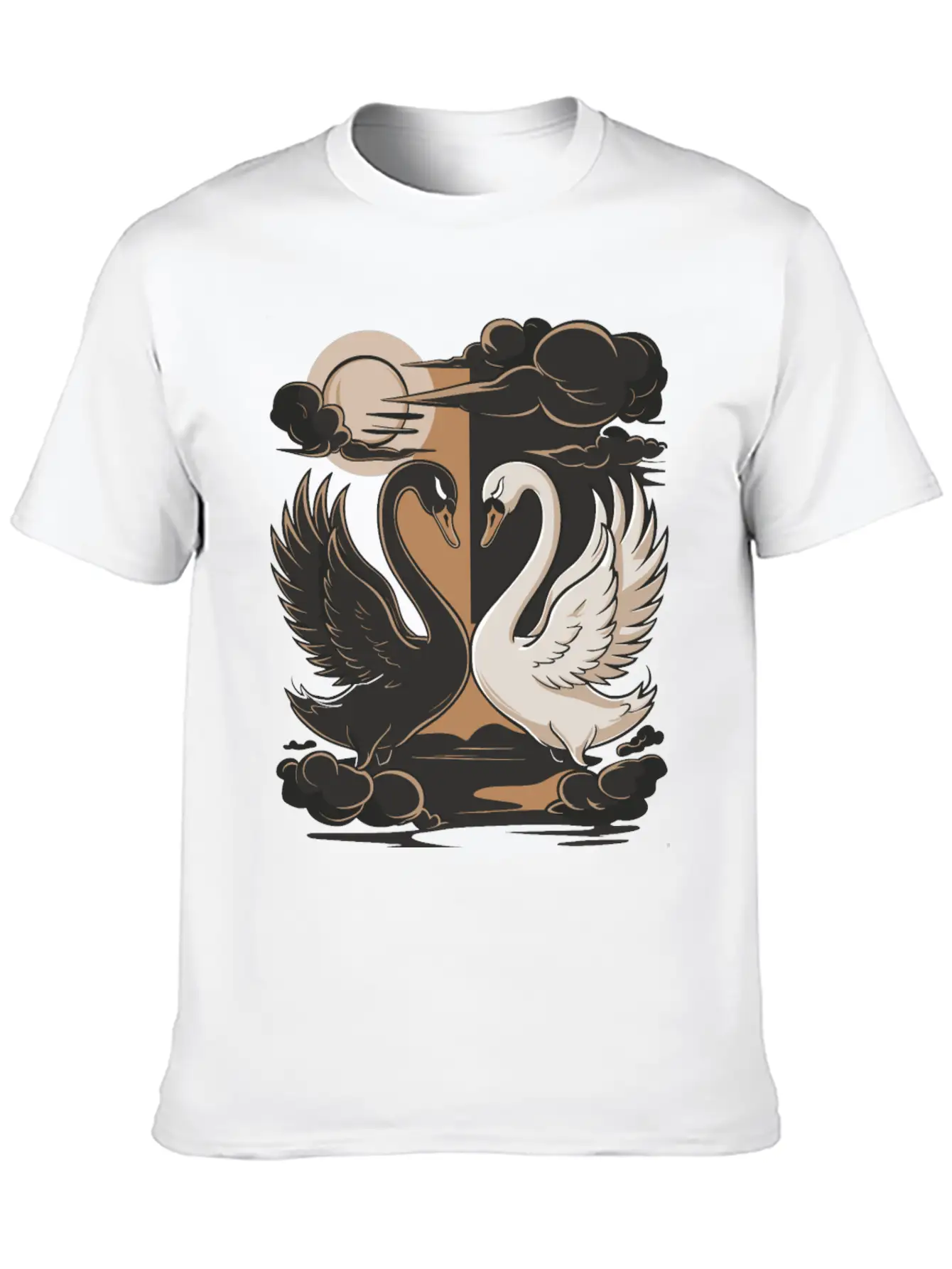 Swans - One Black And One White. Essential Cotton Tee For Daily Outfits – Unisex Style