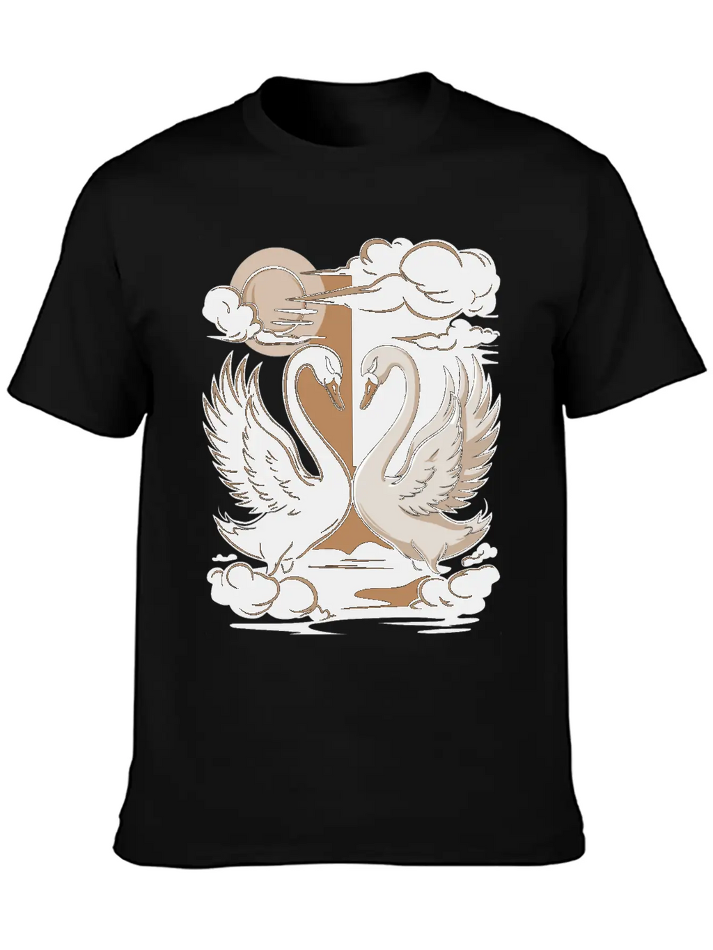 Swans - One Black And One White. Essential Cotton Tee For Daily Outfits – Unisex Style